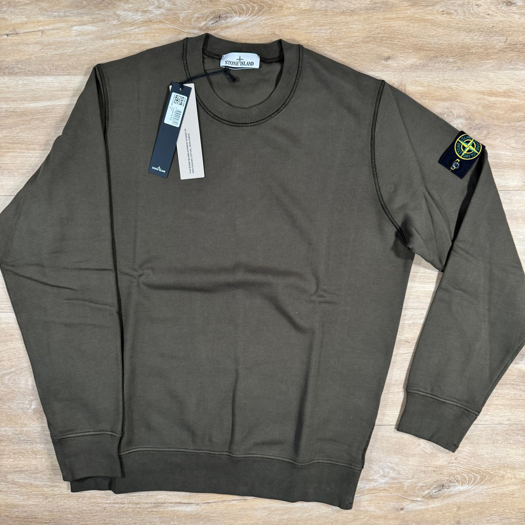 Stone Island Organic Cotton Fleece Sweatshirt in Military Green -Usfansport
