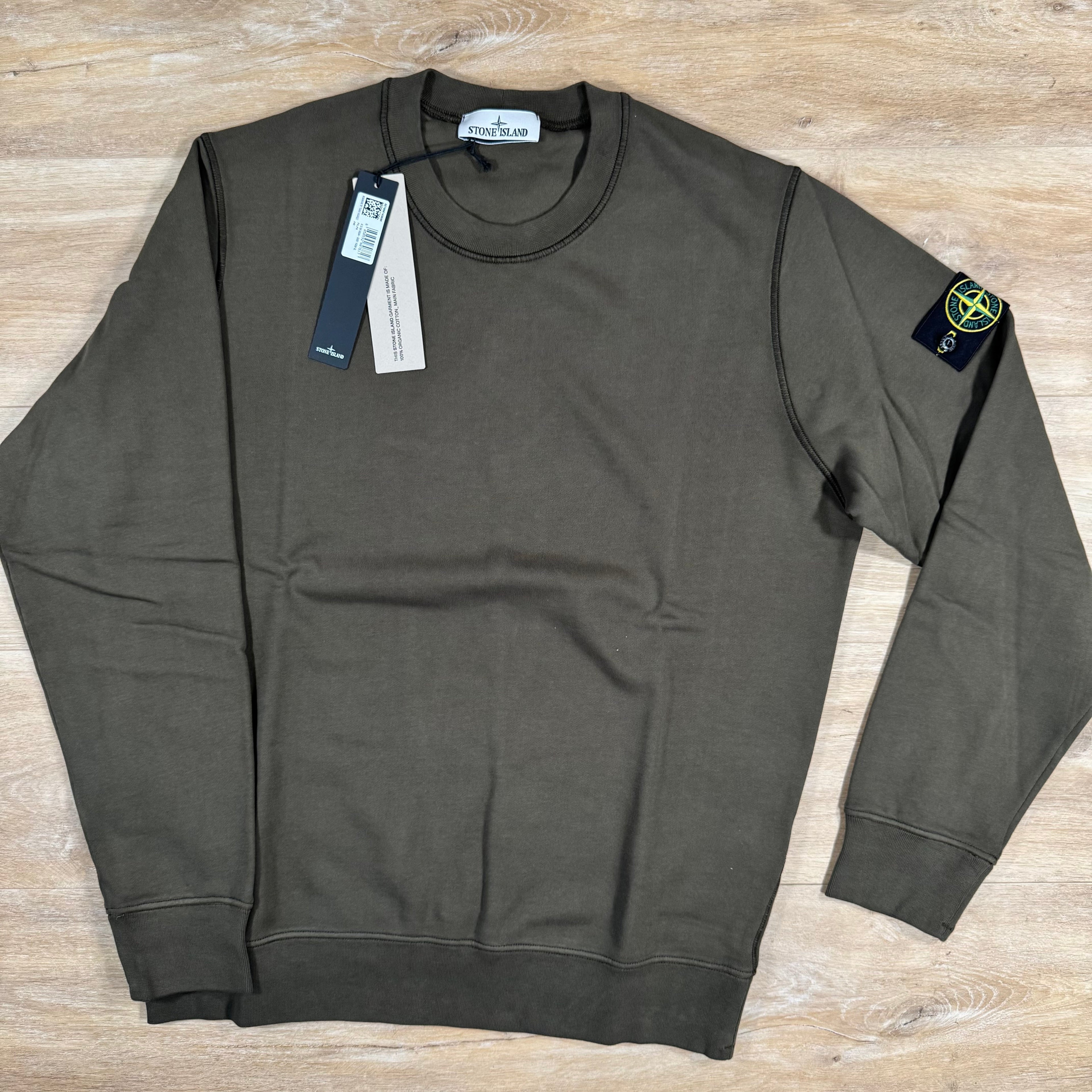 Stone Island Organic Cotton Fleece Sweatshirt in Military Green -Usfansport