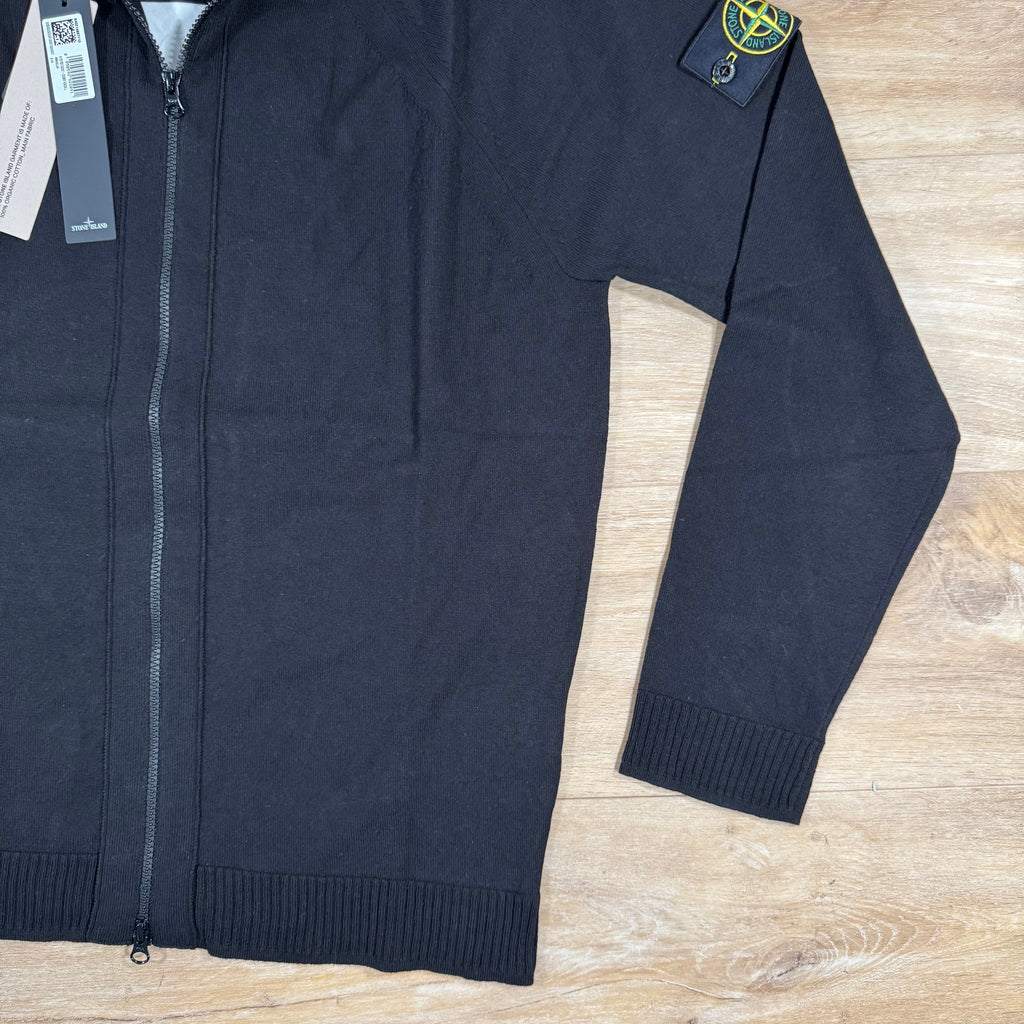 Stone Island Light Organic Cotton Knit Cardigan in Black -Usfansport
