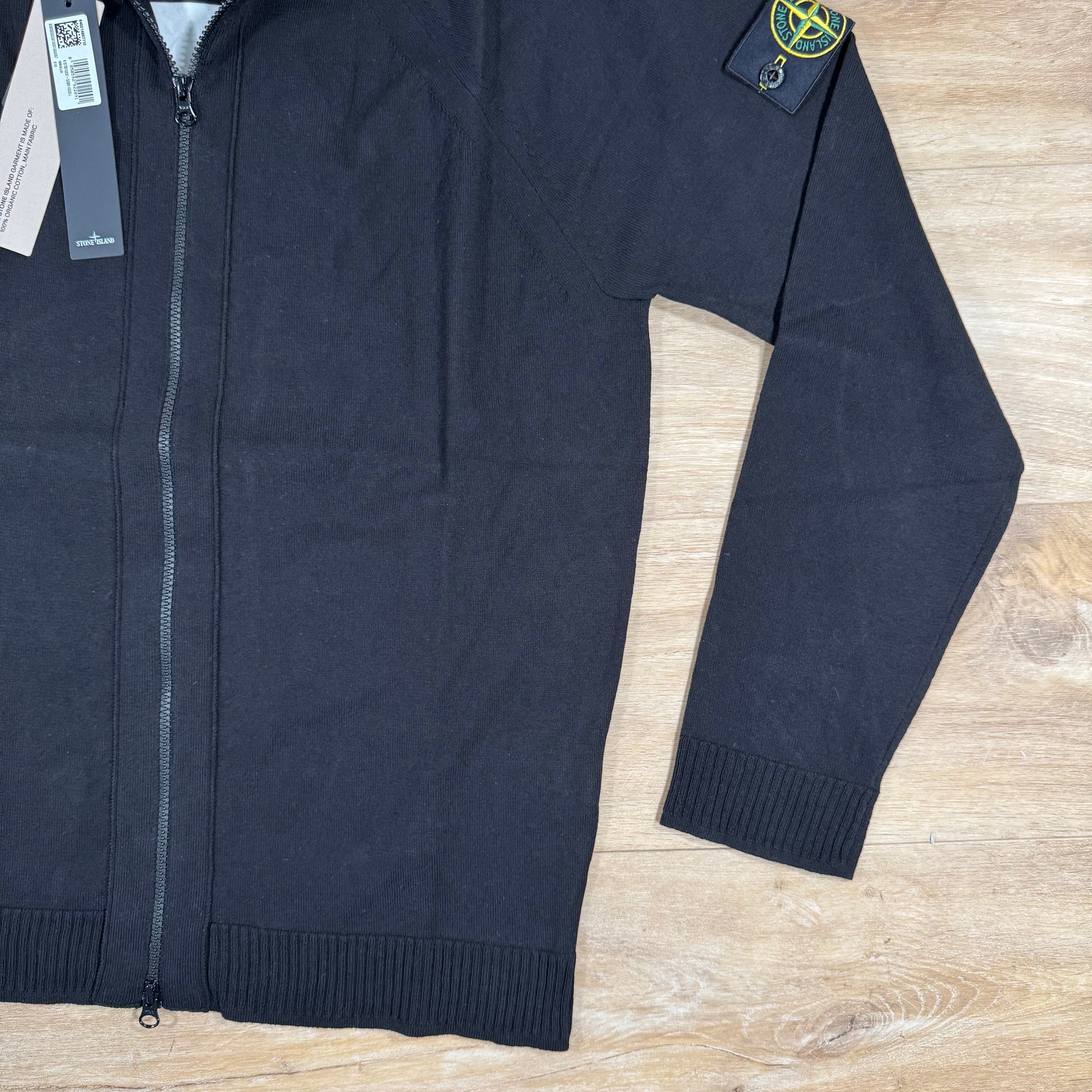 Stone Island Light Organic Cotton Knit Cardigan in Black -Usfansport