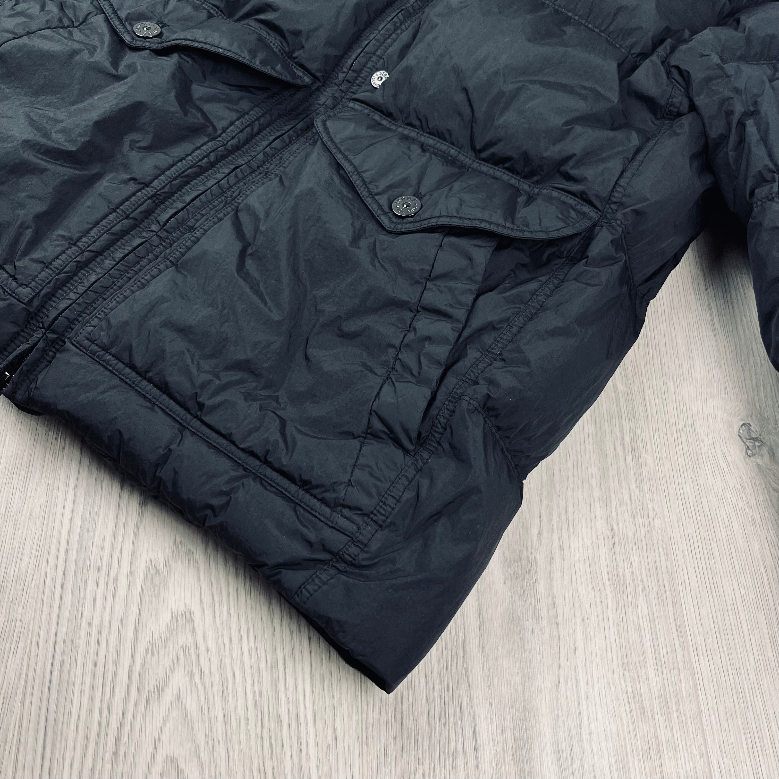 Stone Island Crinkle Reps Down Jacket - Black -Usfansport
