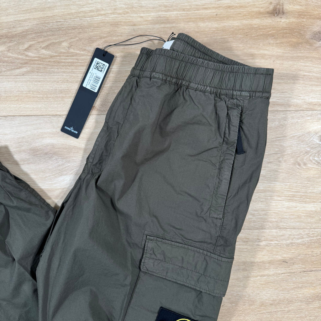 Stone Island Stretch Cotton Tela Cargo Pants in Military Green -Usfansport