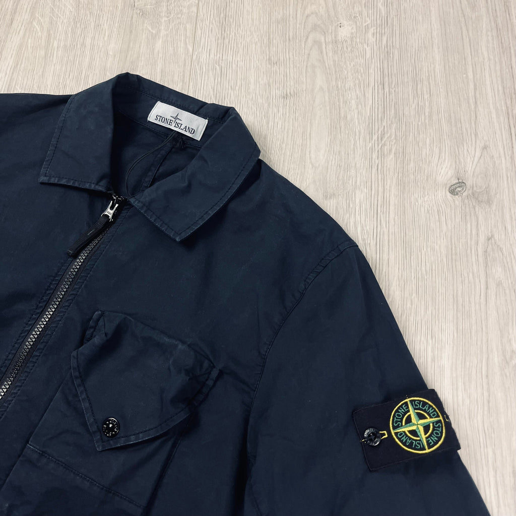 Stone Island Zip Overshirt - Navy -Usfansport