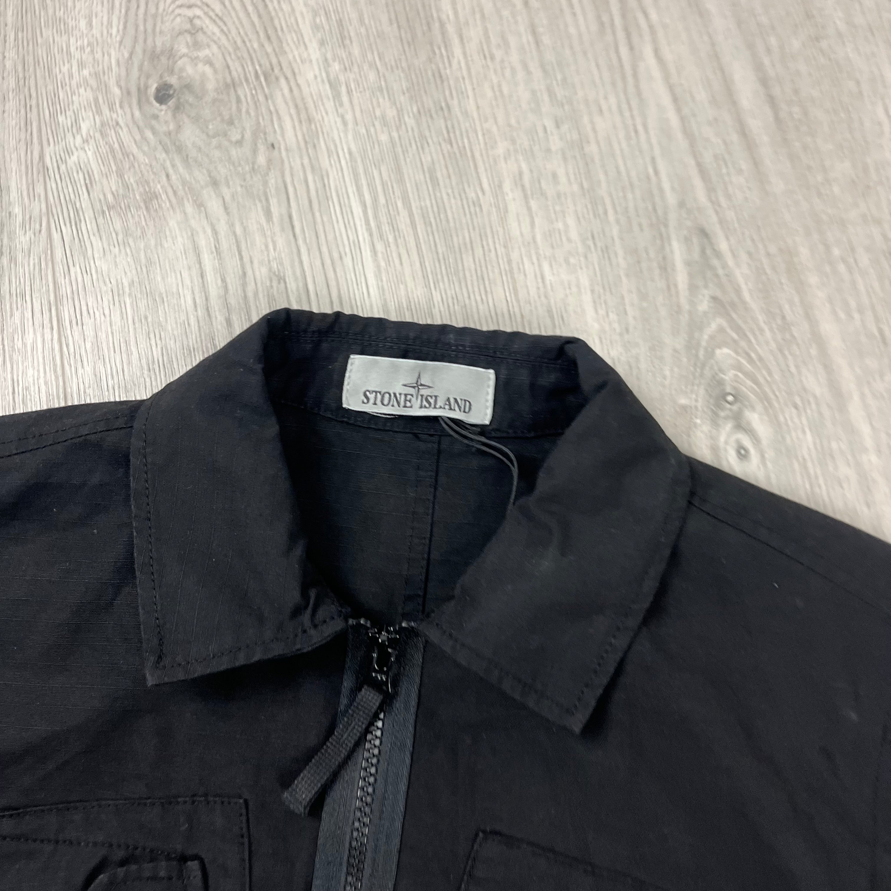 Stone Island Zip Overshirt - Black -Usfansport