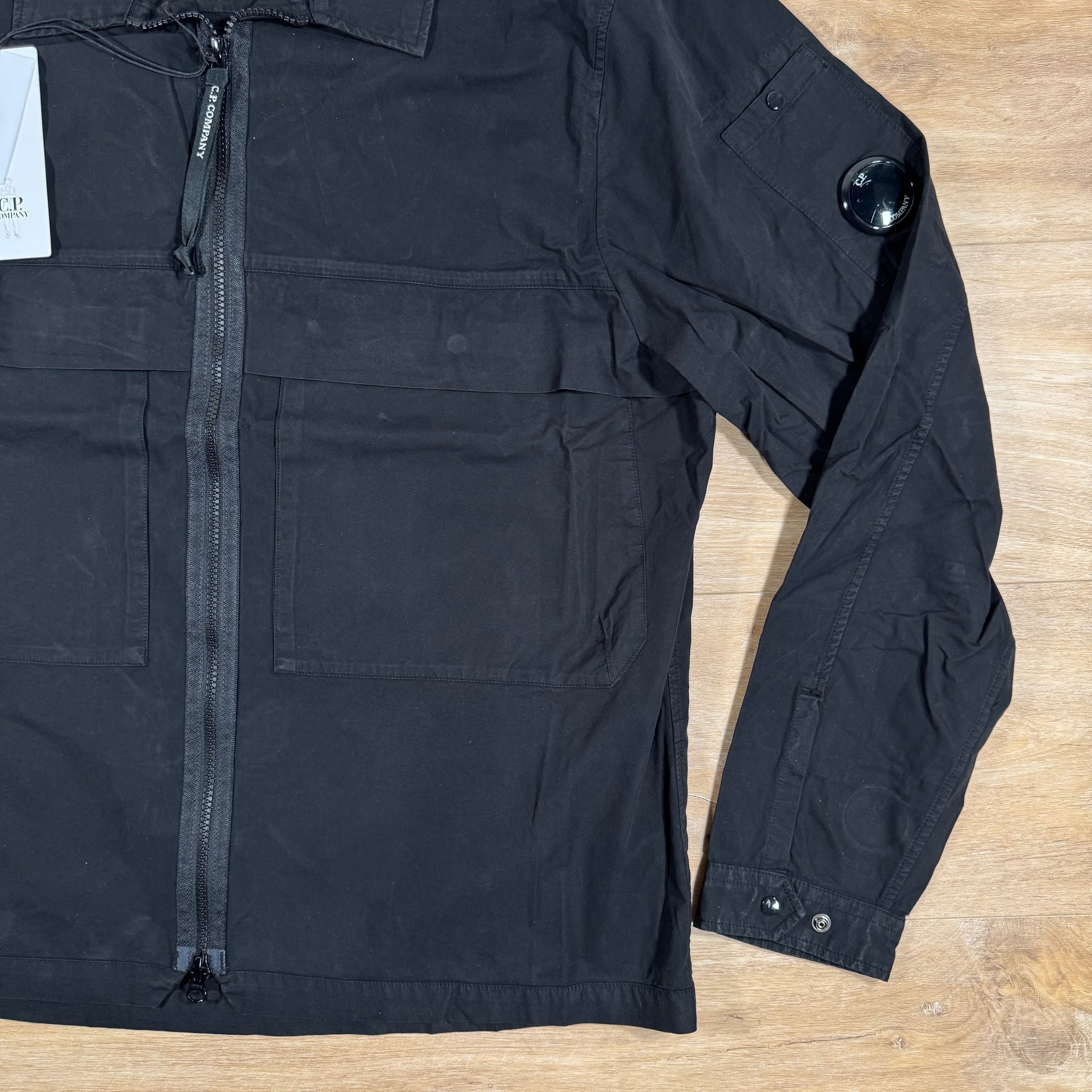 CP Company Gabardine Utility Lens Overshirt in Black -Usfansport