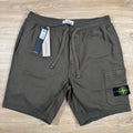Stone Island Organic Cotton Fleece Shorts in Military Green -Usfansport