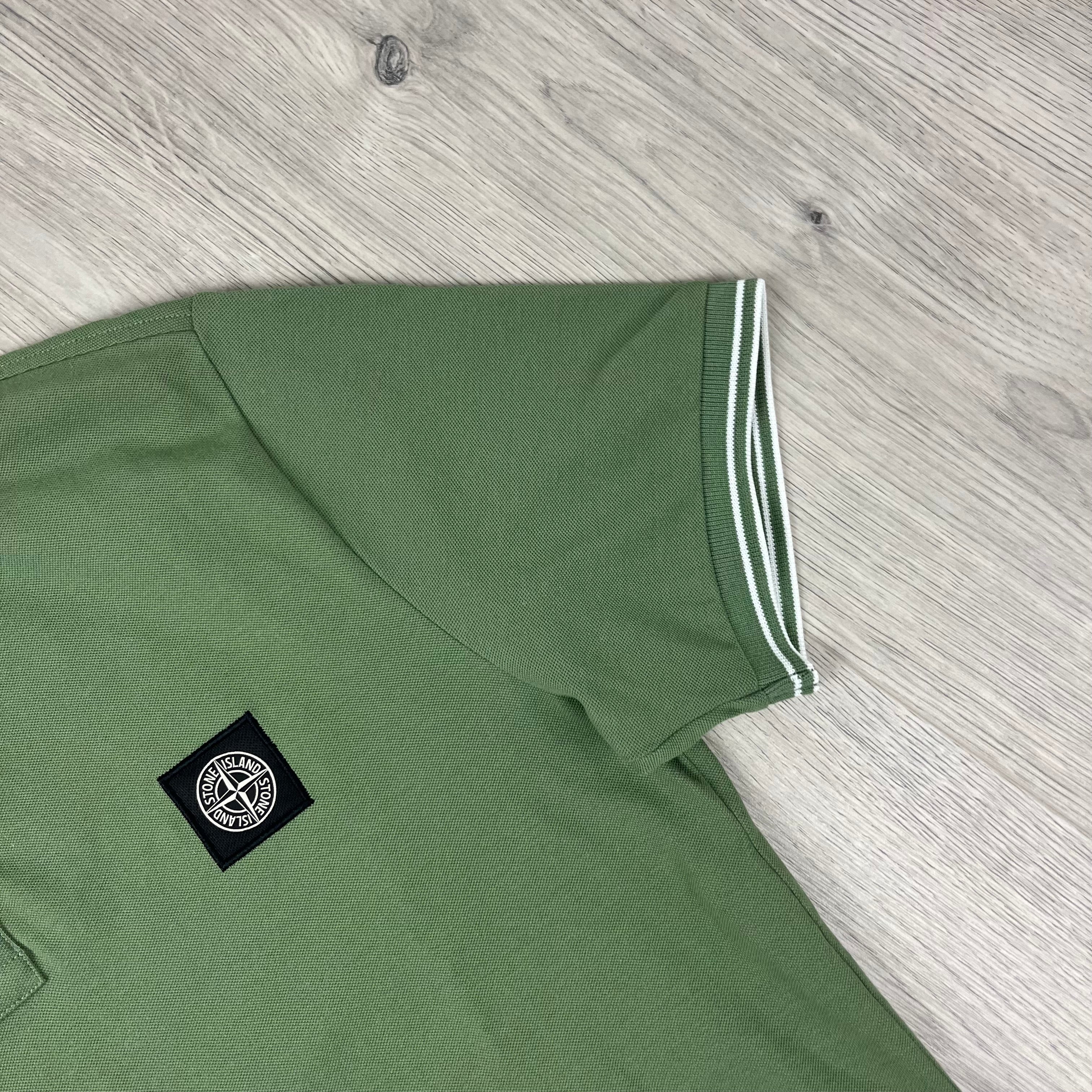 Stone Island Patch Polo Shirt - Olive Green -Usfansport