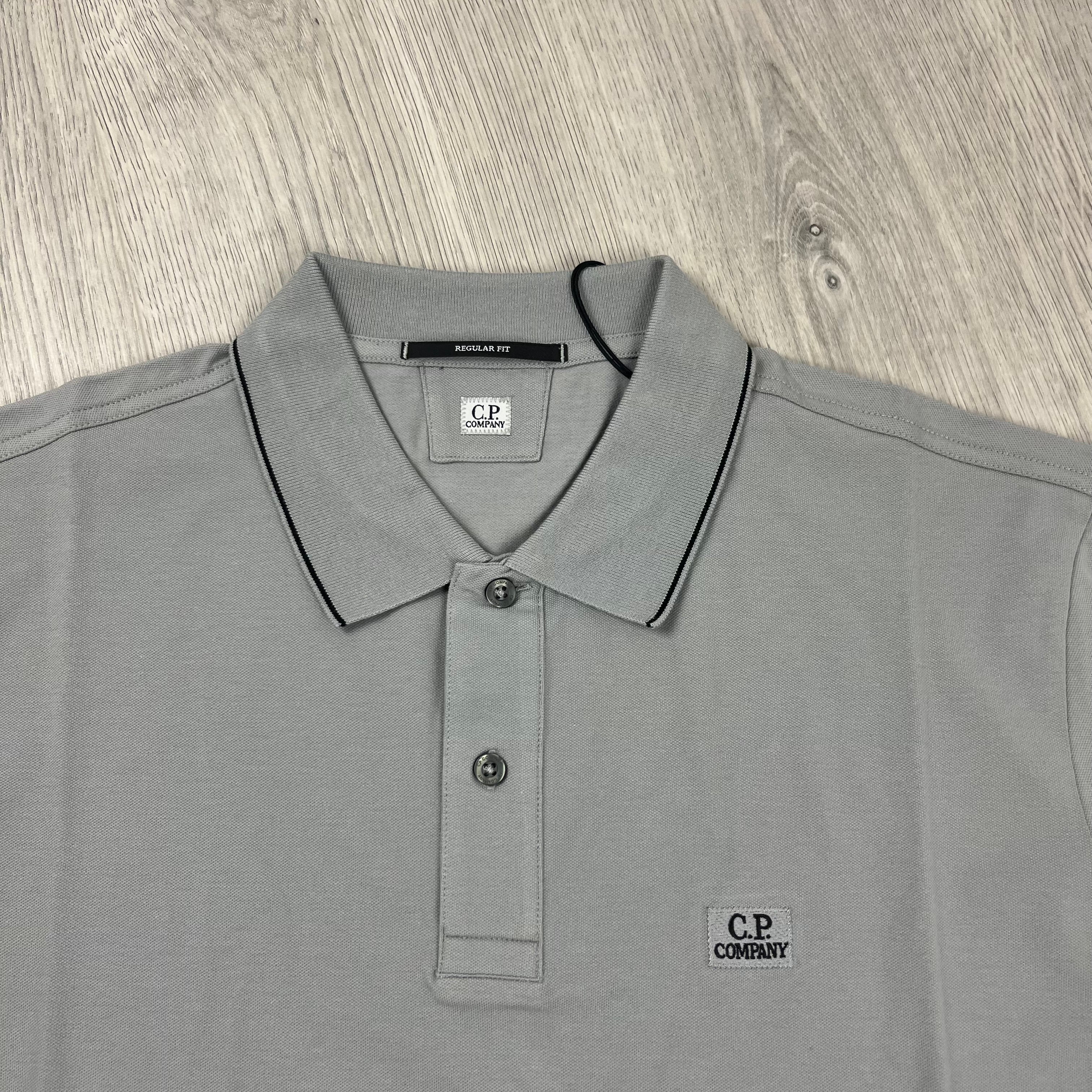 CP Company Piquet Polo Shirt - Drizzle -Usfansport