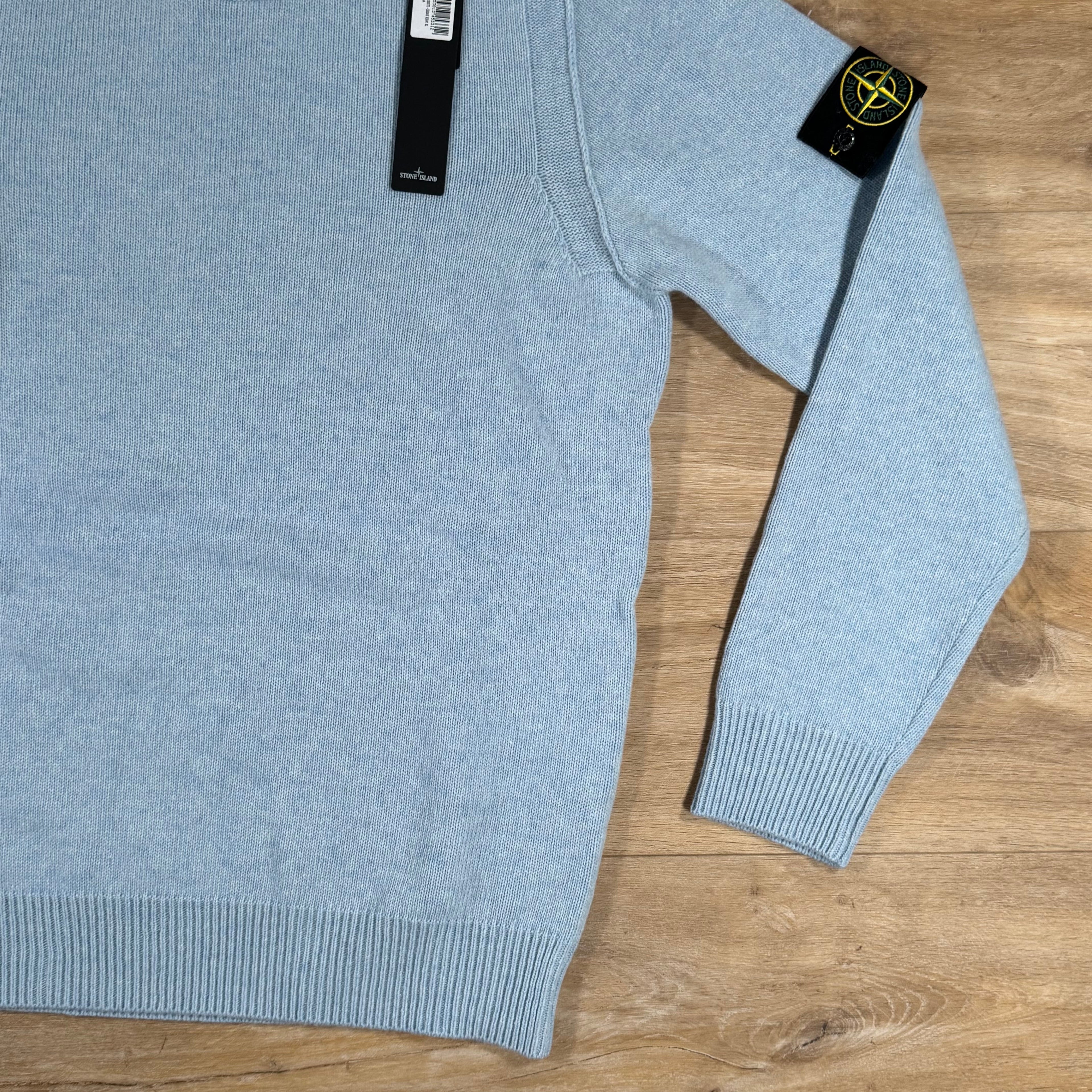 Stone Island Lambswool Crewneck Jumper in Sky Blue -Usfansport