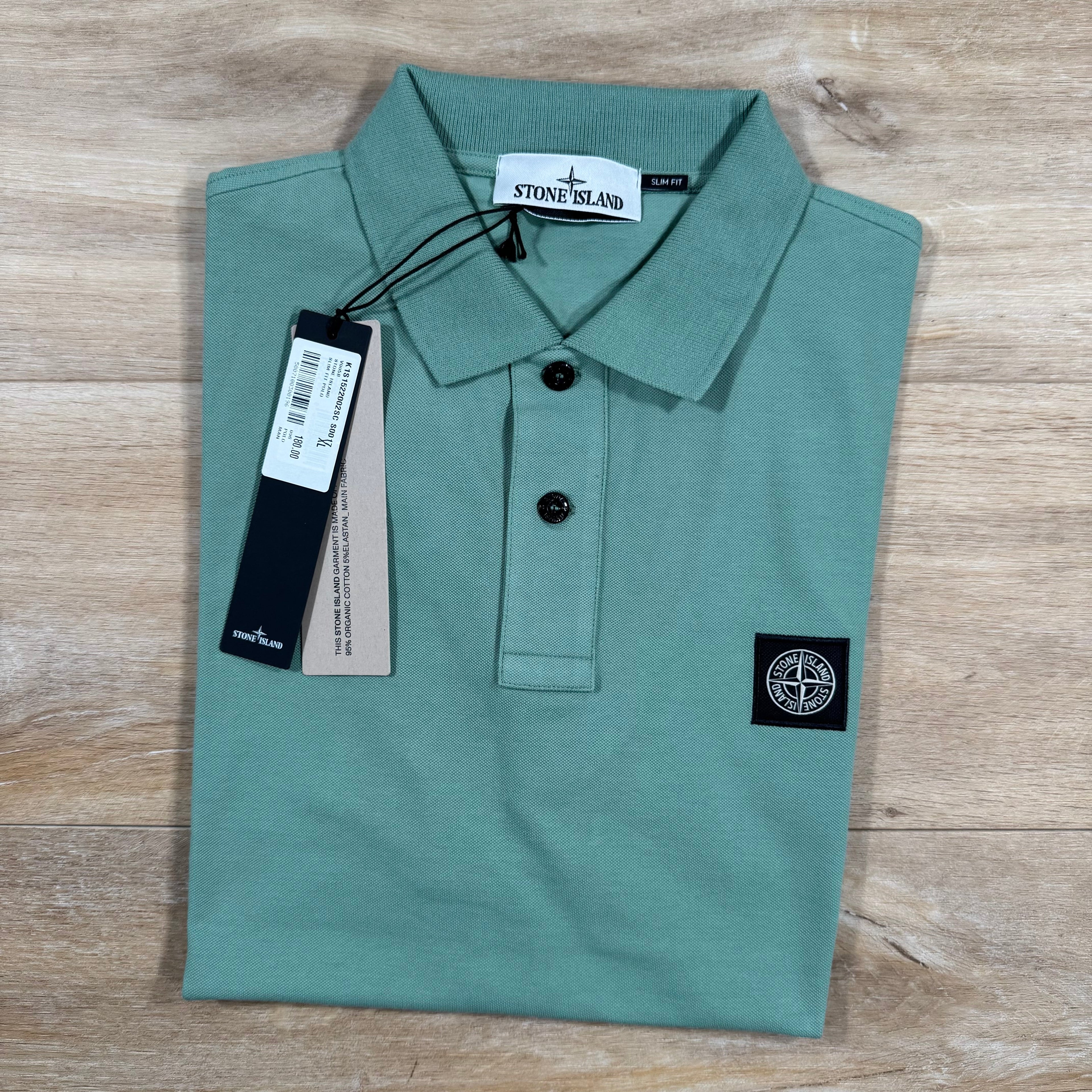 Stone Island Organic Cotton Pique Polo Shirt in Mint -Usfansport
