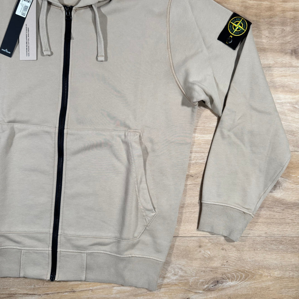 Stone Island Organic Cotton Fleece Zip Hoodie in Desert -Usfansport