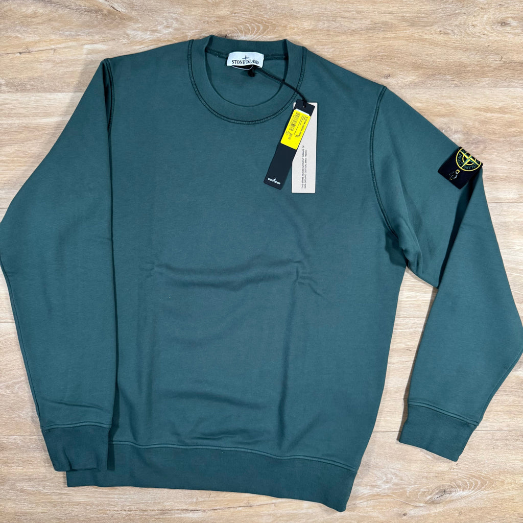Stone Island Organic Cotton Fleece Sweatshirt in Bottle Green -Usfansport