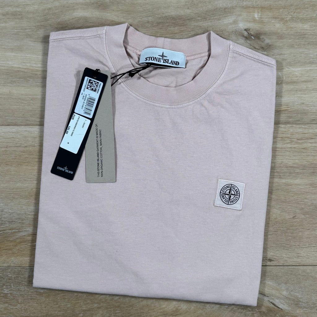 Stone Island Combed Organic Cotton Patch Logo T-Shirt in Antique Rose -Usfansport