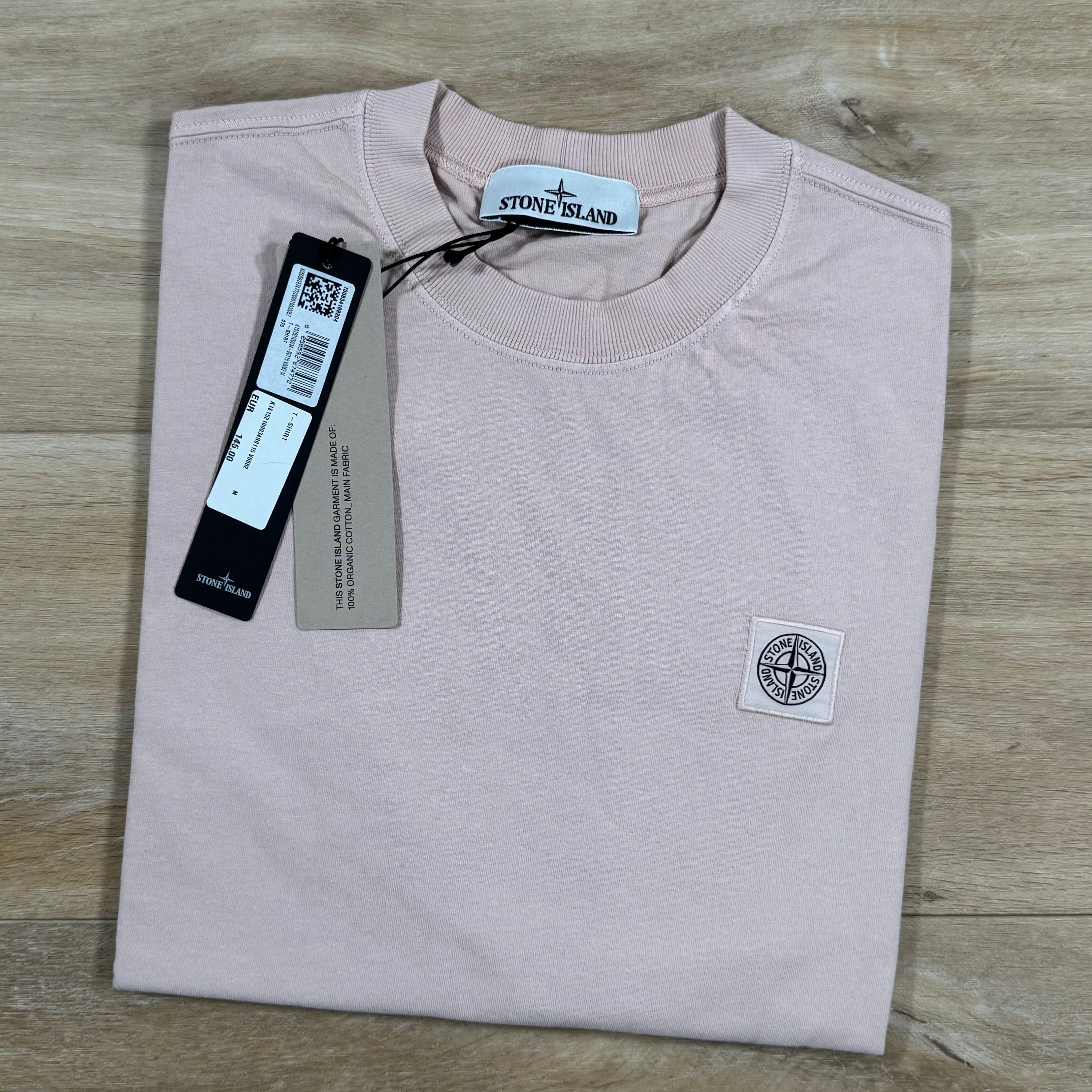 Stone Island Combed Organic Cotton Patch Logo T-Shirt in Antique Rose -Usfansport