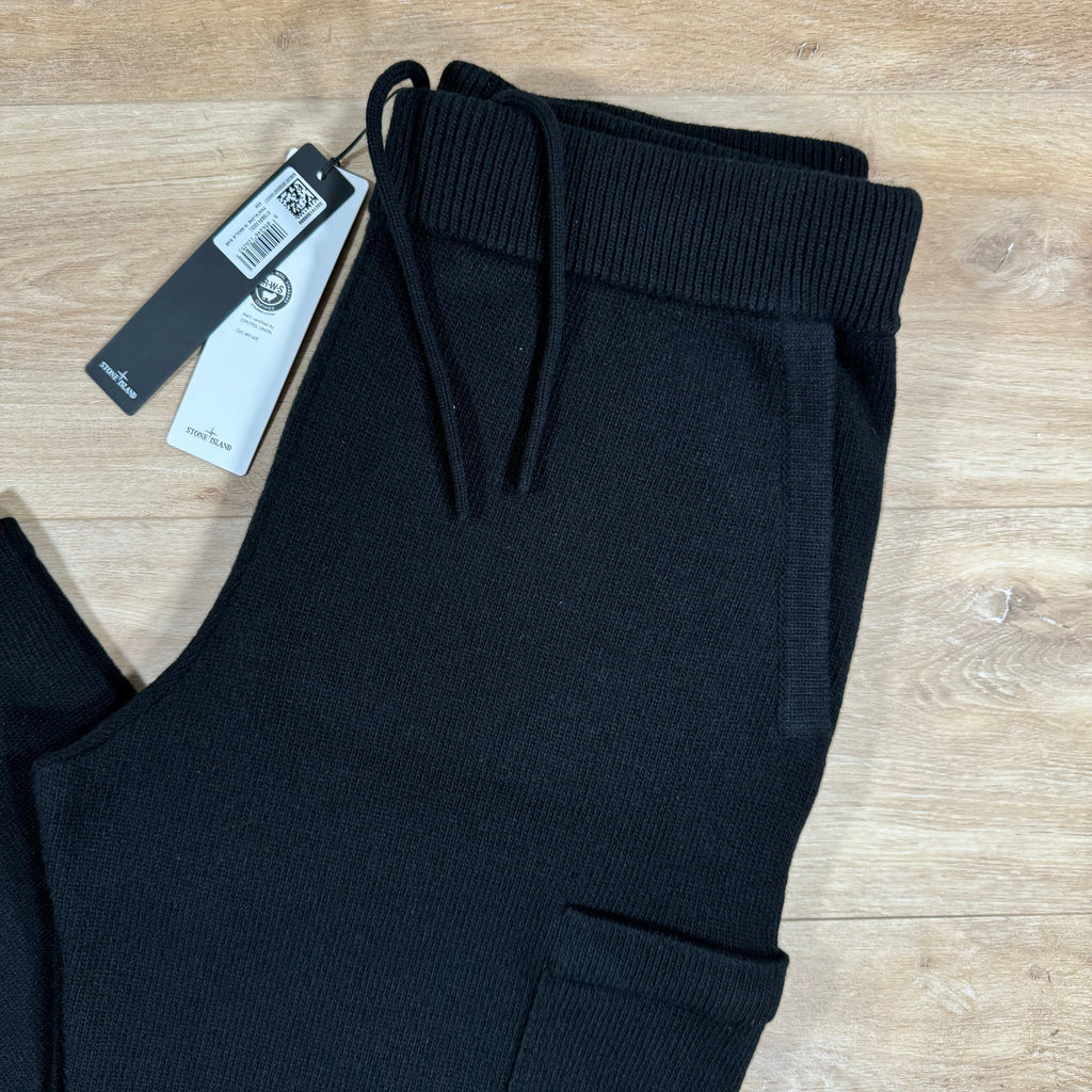 Stone Island Loose Fit Wool Ghost Sweatpants in Black -Usfansport