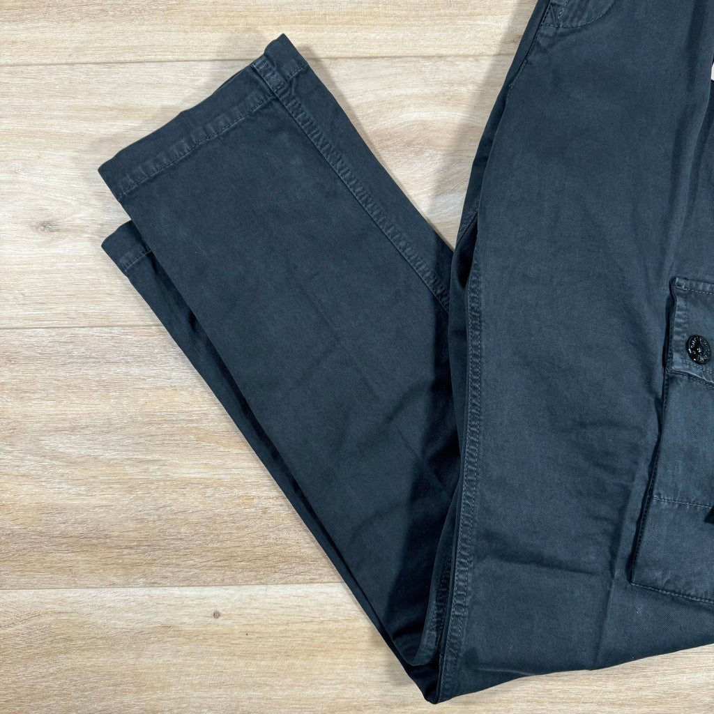 Stone Island Brushed Old Effect Cargo Trousers in Black -Usfansport