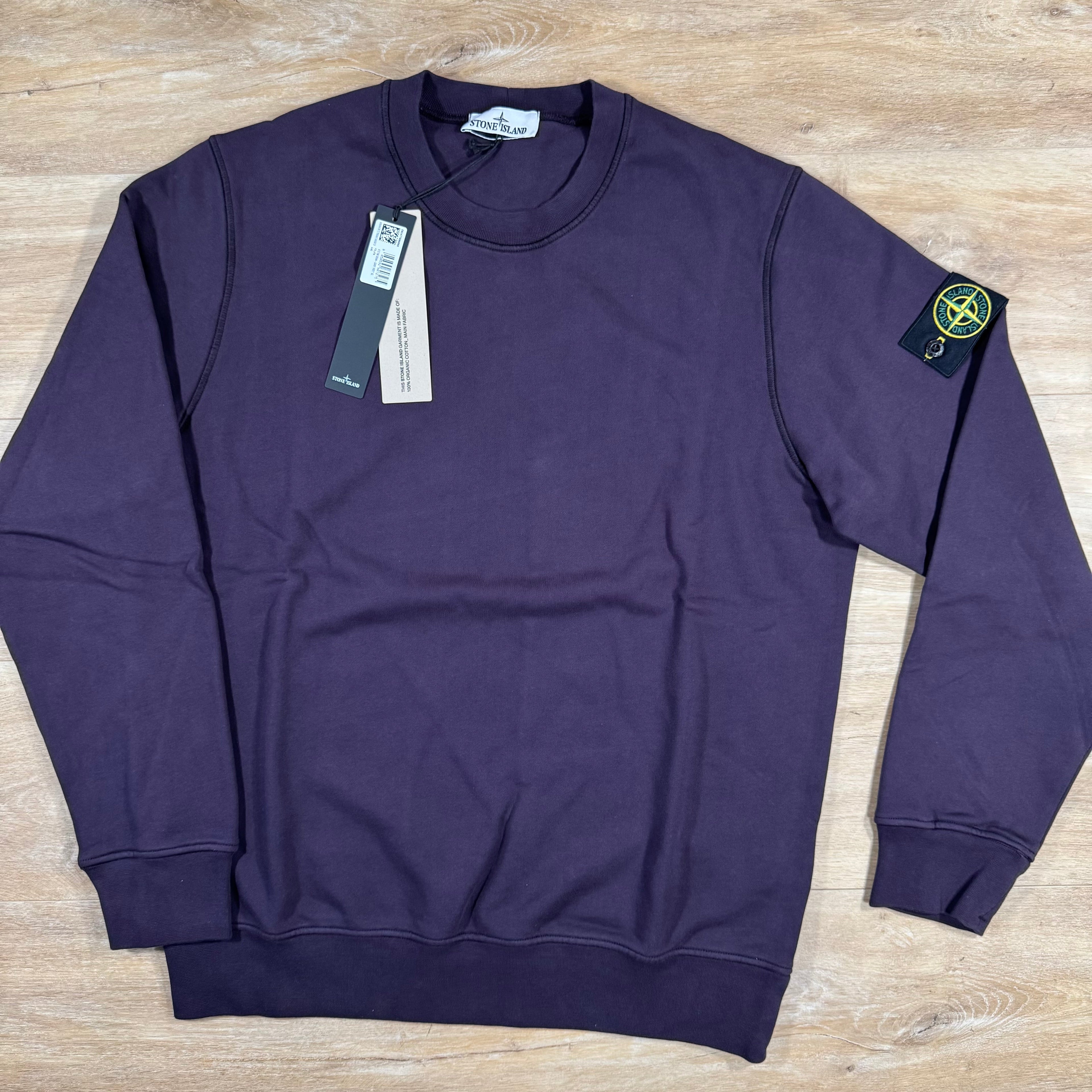Stone Island Organic Cotton Fleece Sweatshirt in Dark Burgundy -Usfansport