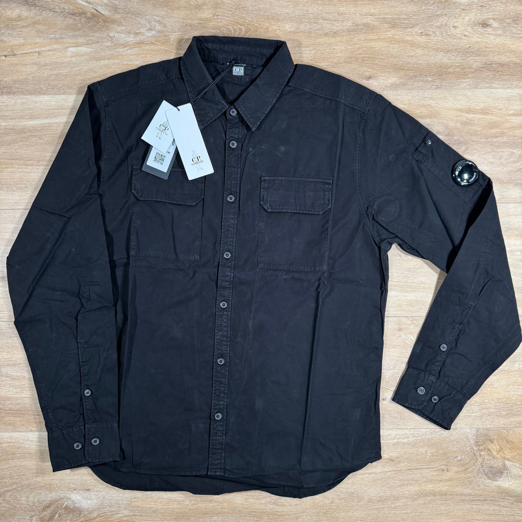 CP Company Gabardine Buttoned Lens Shirt in Black -Usfansport