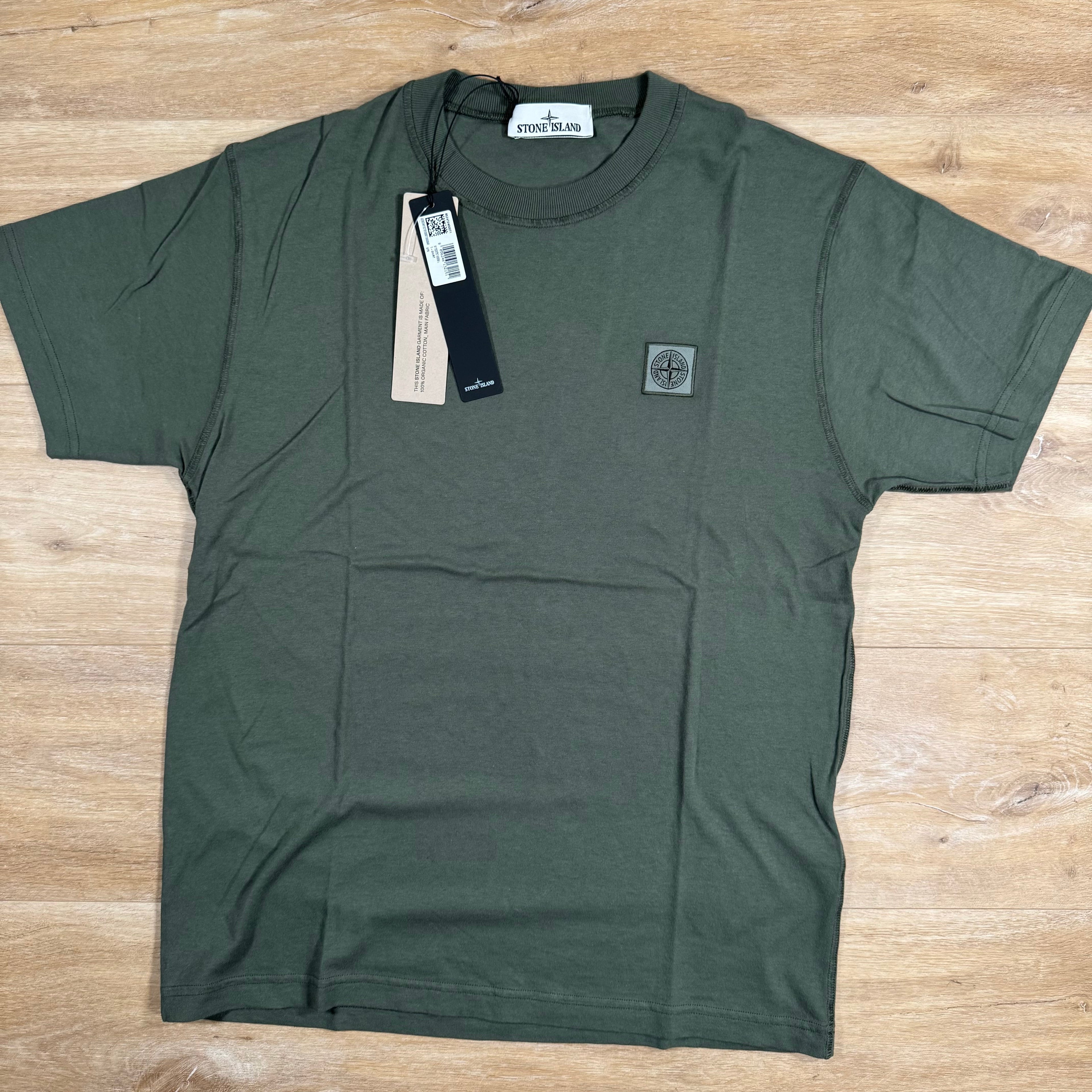 Stone Island Patch Logo Cotton T-Shirt in Musk Green -Usfansport