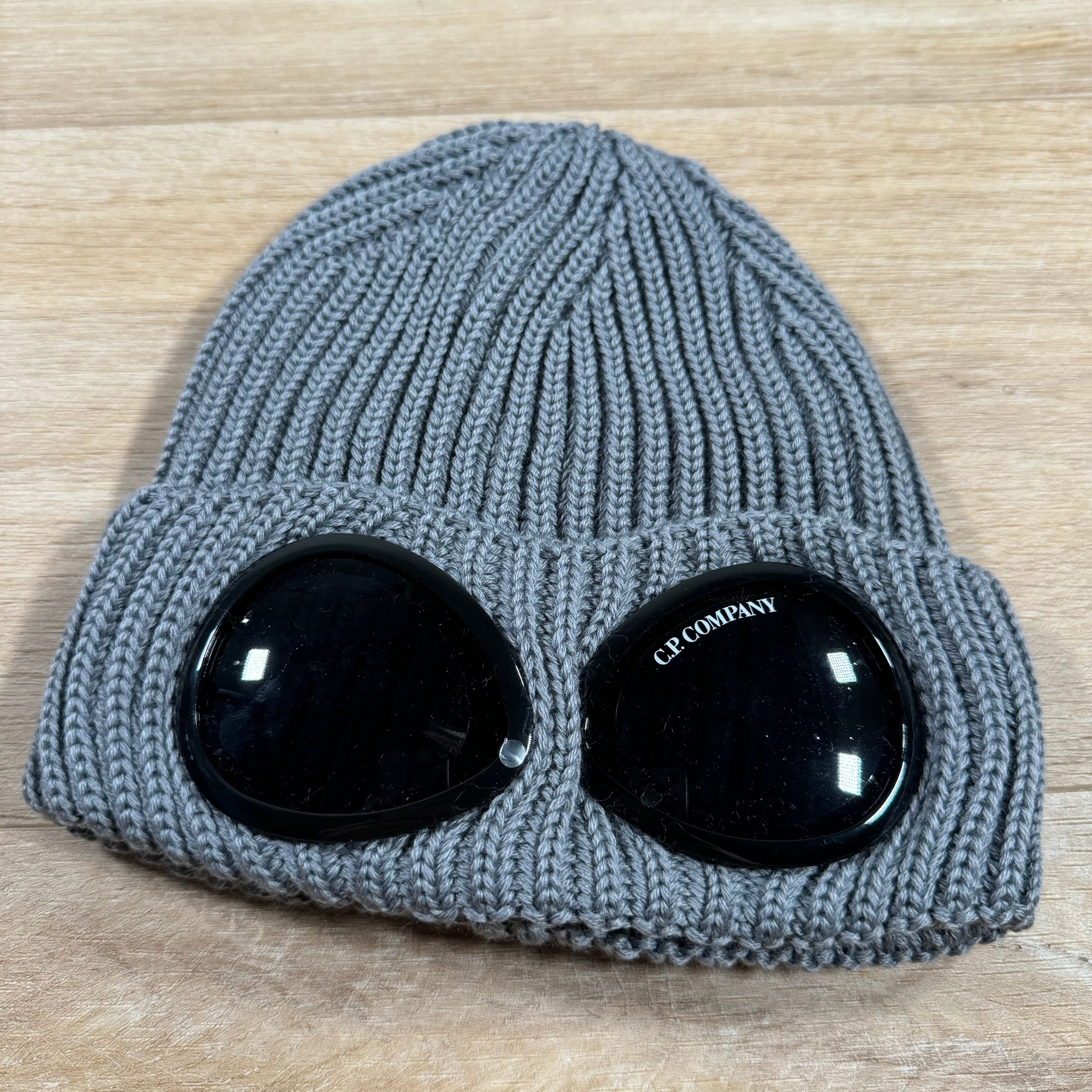 CP Company Extra Fine Merino Wool Goggle Beanie in Griffin Grey -Usfansport