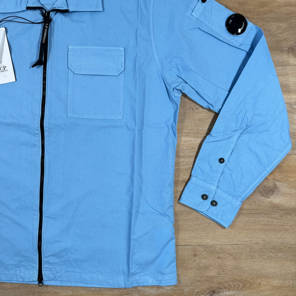 CP Company Organic Gabardine Lens Overshirt in Cerulean - Light Blue -Usfansport
