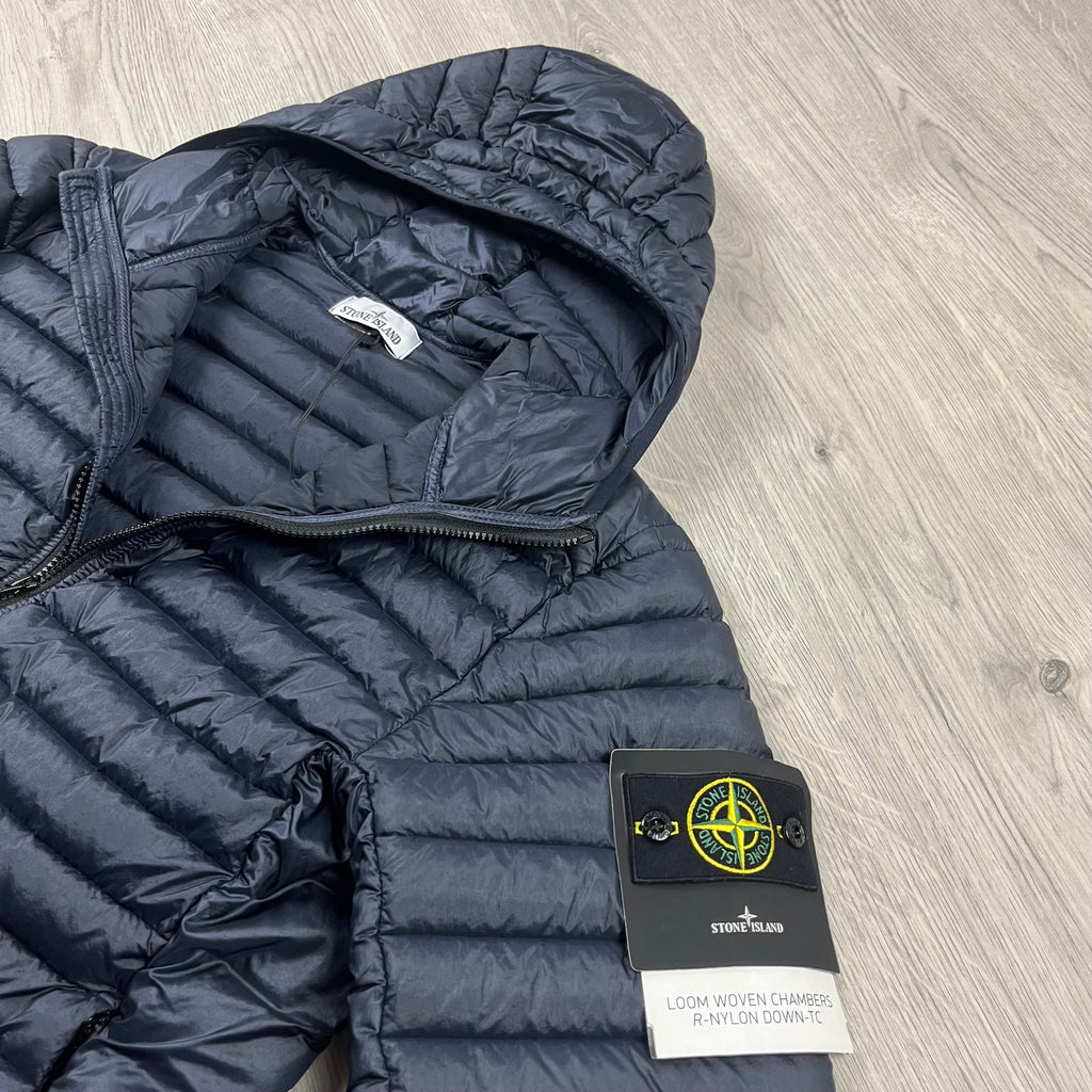Stone Island Woven Down Jacket - Navy -Usfansport
