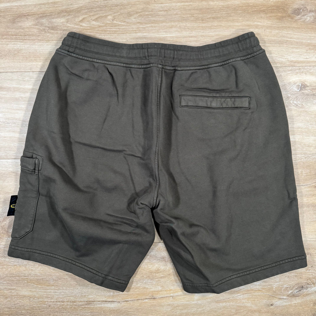 Stone Island Organic Cotton Fleece Shorts in Military Green -Usfansport