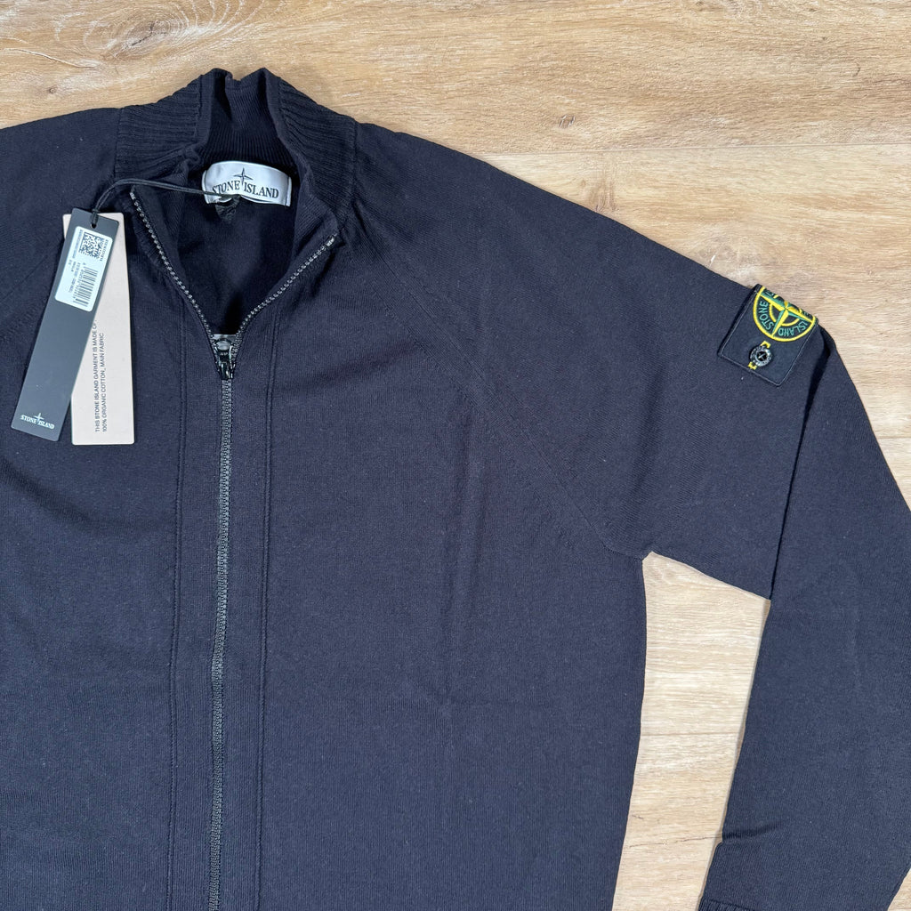 Stone Island Light Organic Cotton Knit Cardigan in Navy -Usfansport