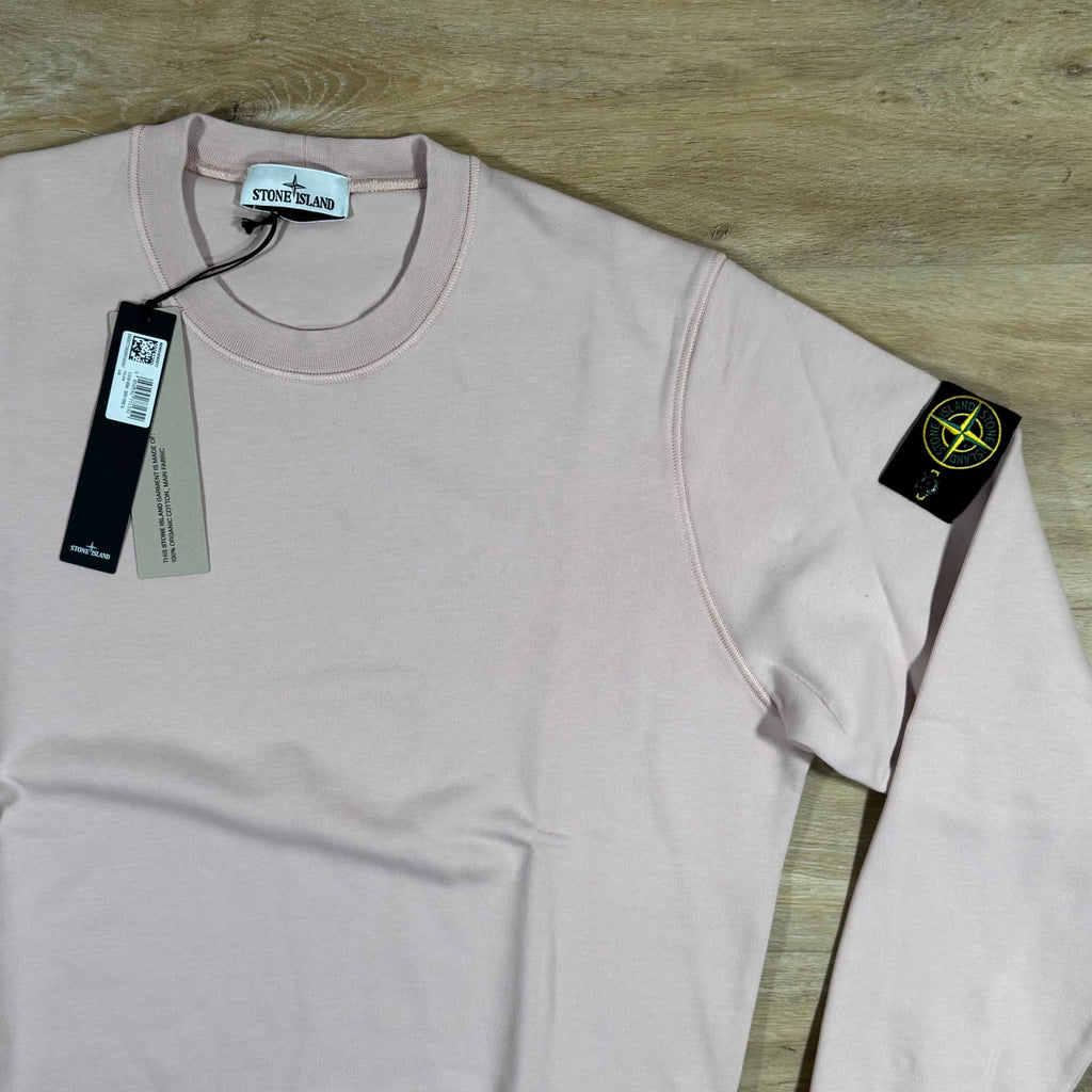 Stone Island Organic Cotton Fleece Sweatshirt in Antique Rose -Usfansport