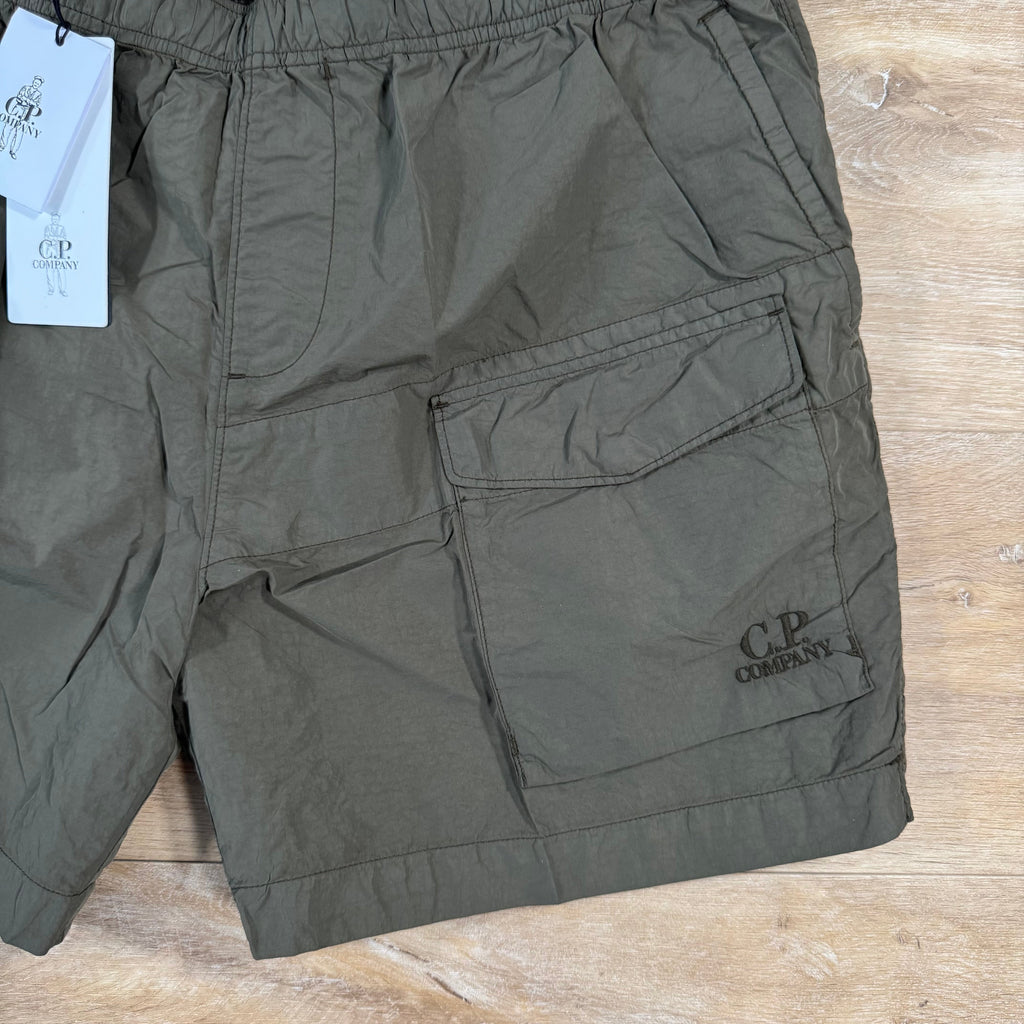 CP Company Flatt Nylon Logo Swim Shorts in Ivy Green -Usfansport