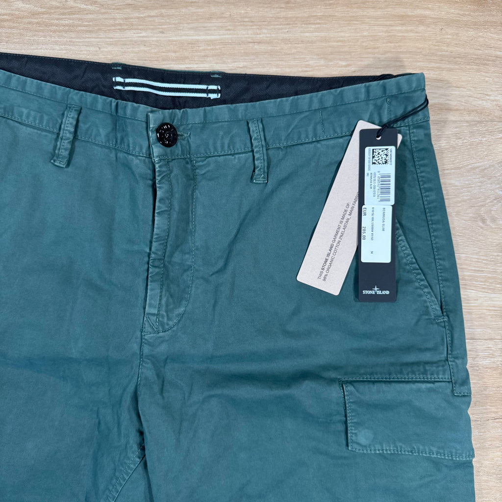 Stone Island Stretch Twill Cargo Shorts in Bottle Green -Usfansport