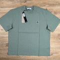 Stone Island Combed Organic Cotton Patch Logo T-Shirt in Sage Green -Usfansport