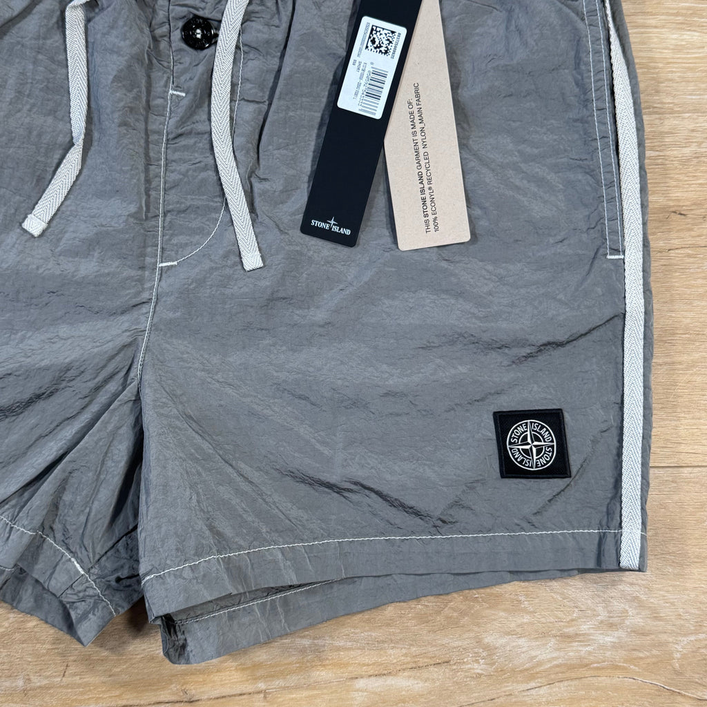 Stone Island Nylon Metal Button Swim Shorts in Pearl Grey -Usfansport