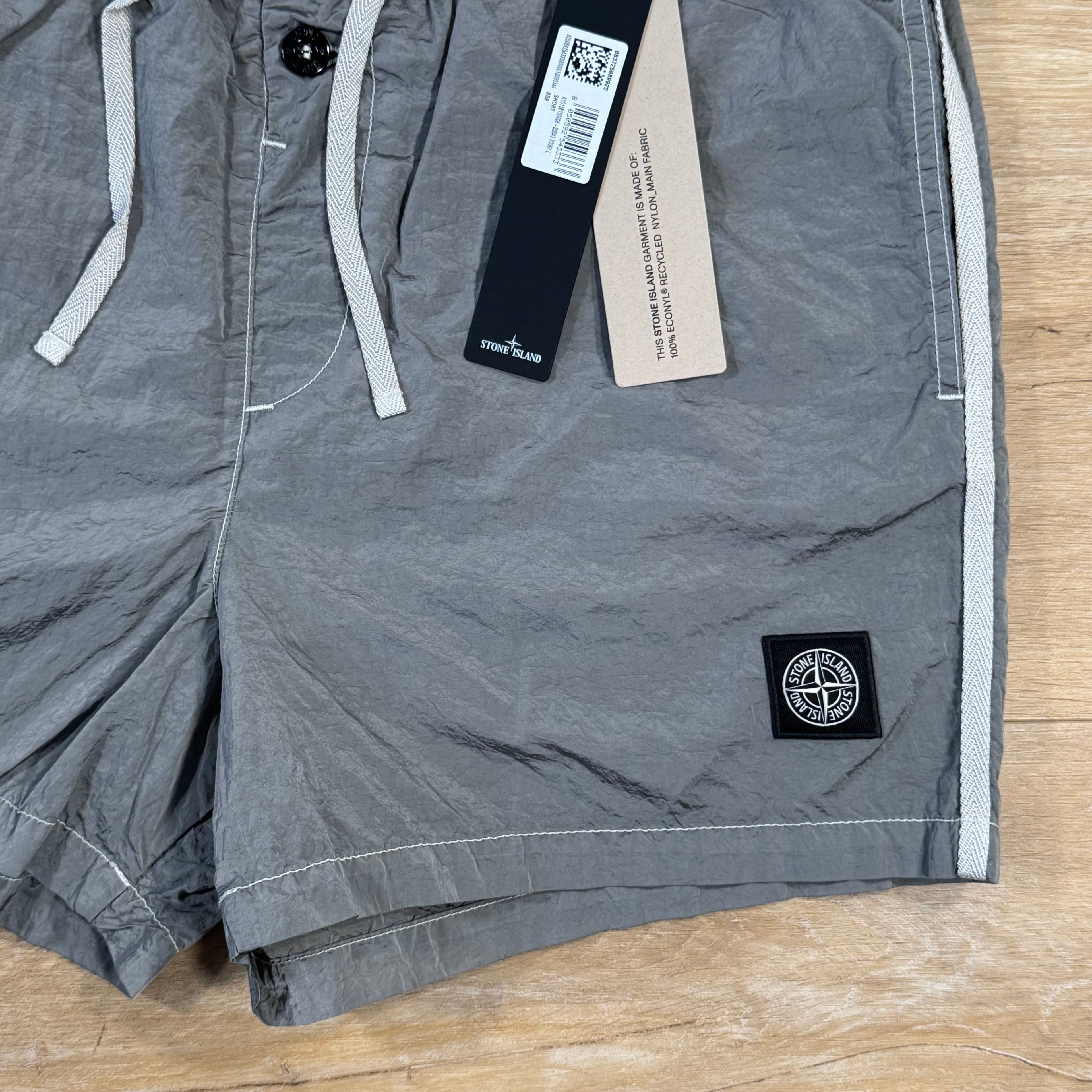 Stone Island Nylon Metal Button Swim Shorts in Pearl Grey -Usfansport