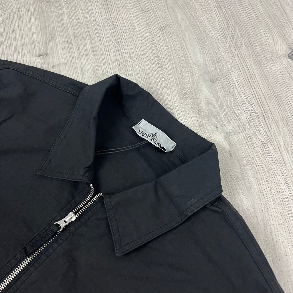 Stone Island Zip Overshirt - Black -Usfansport
