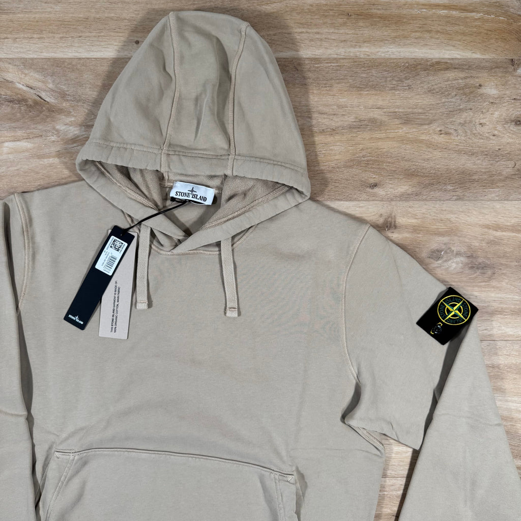 Stone Island Organic Cotton Fleece Pullover Hoodie in Desert -Usfansport