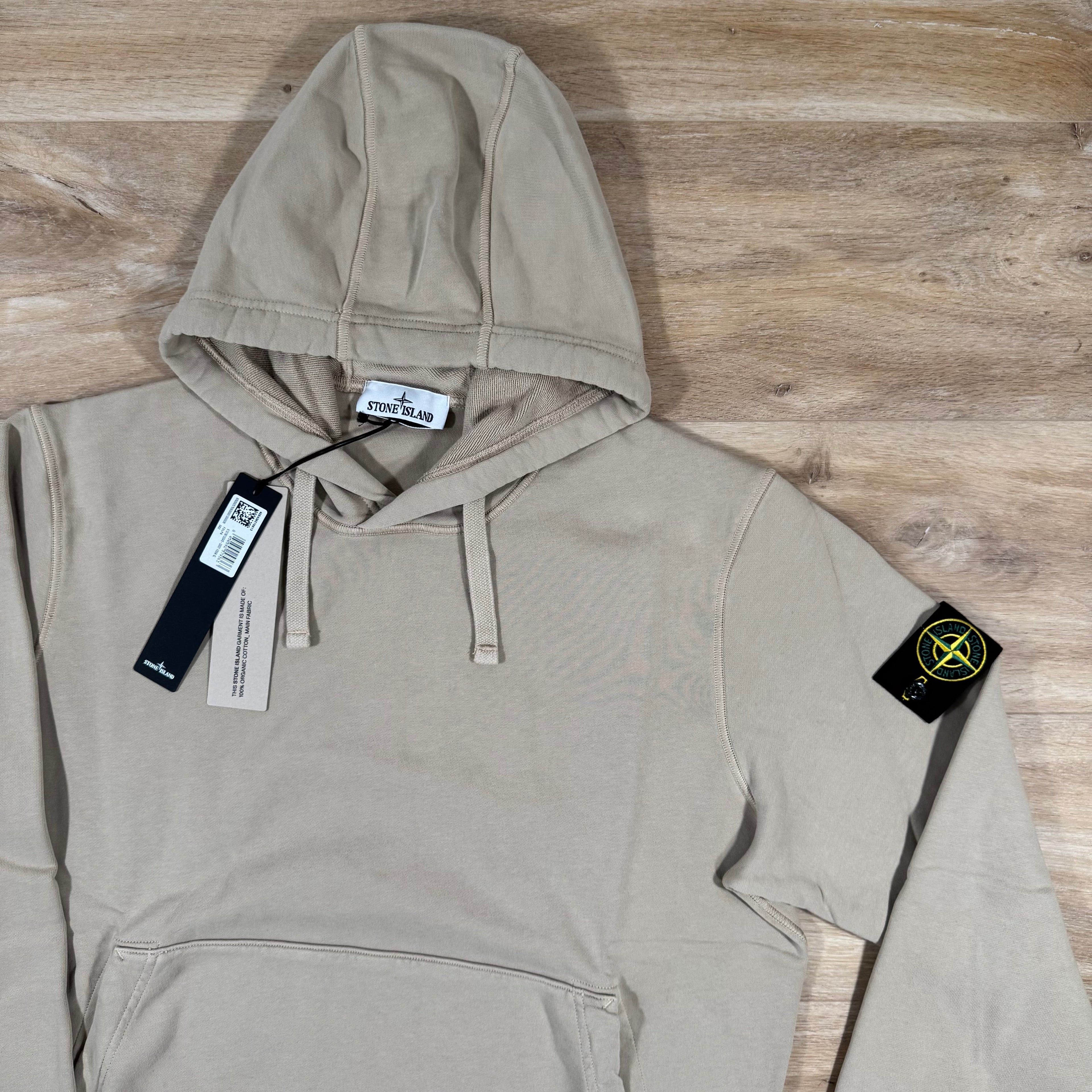 Stone Island Organic Cotton Fleece Pullover Hoodie in Desert -Usfansport