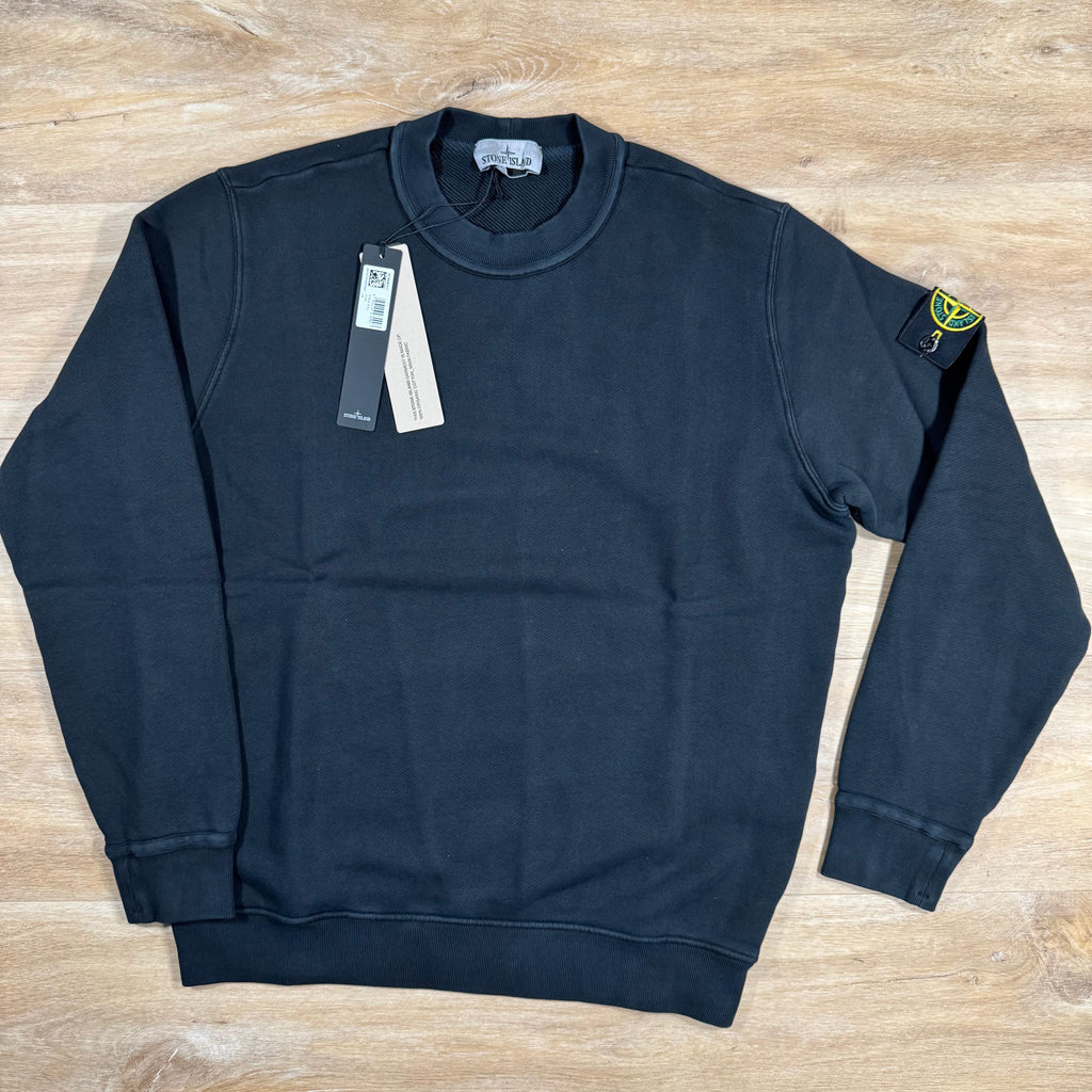 Stone Island Diagonal Fleece Old Effect Sweatshirt in Black -Usfansport