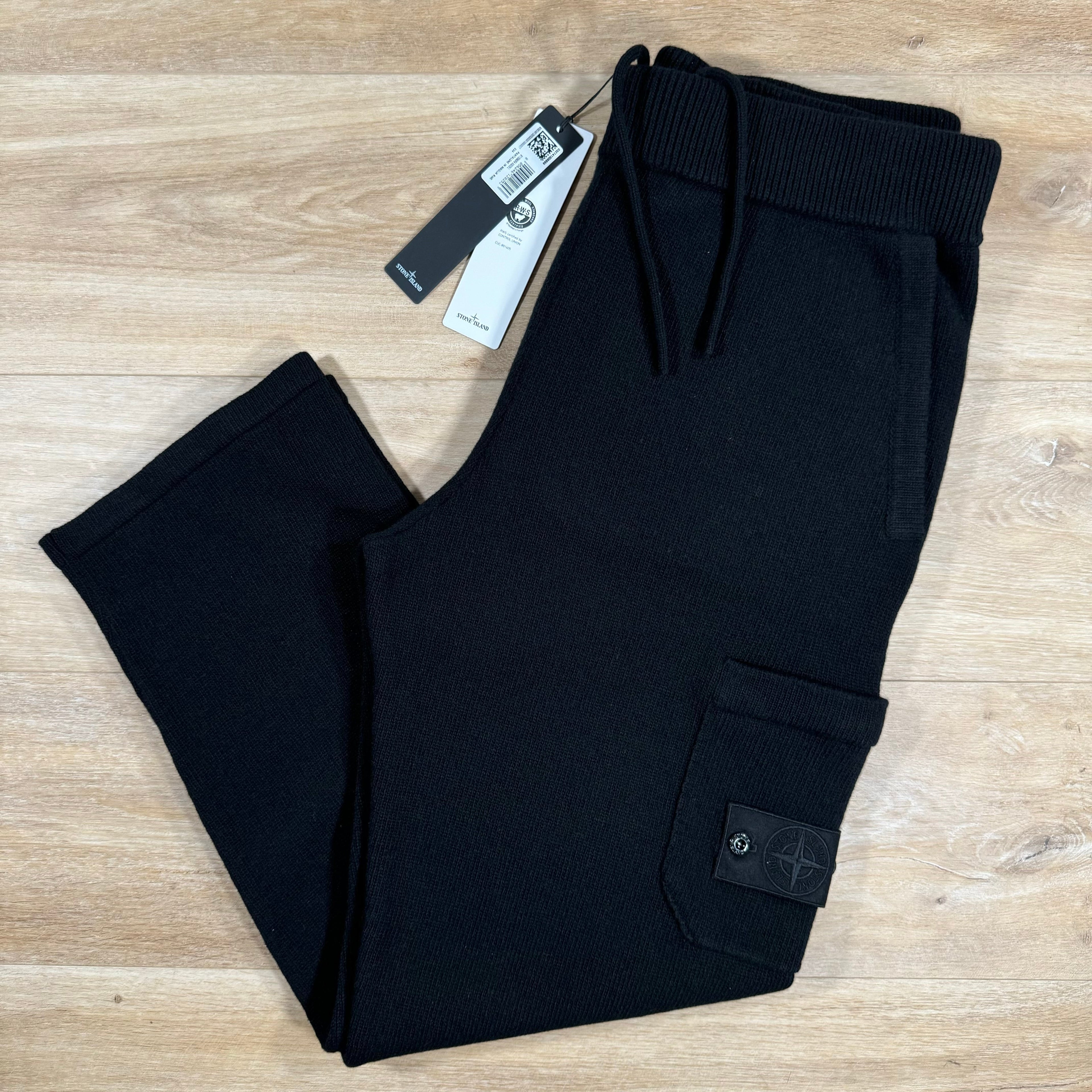 Stone Island Loose Fit Wool Ghost Sweatpants in Black -Usfansport