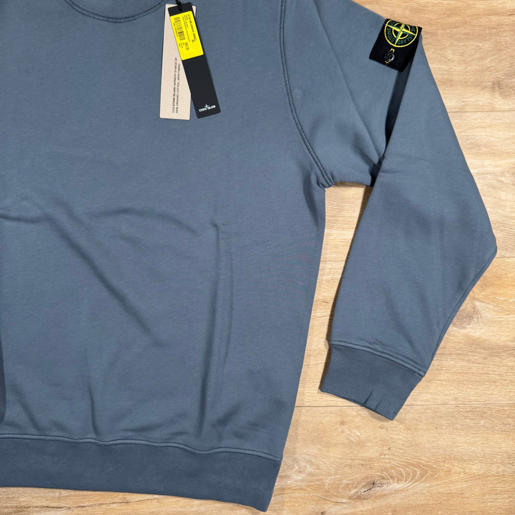Stone Island Organic Cotton Fleece Sweatshirt in Avio Blue -Usfansport