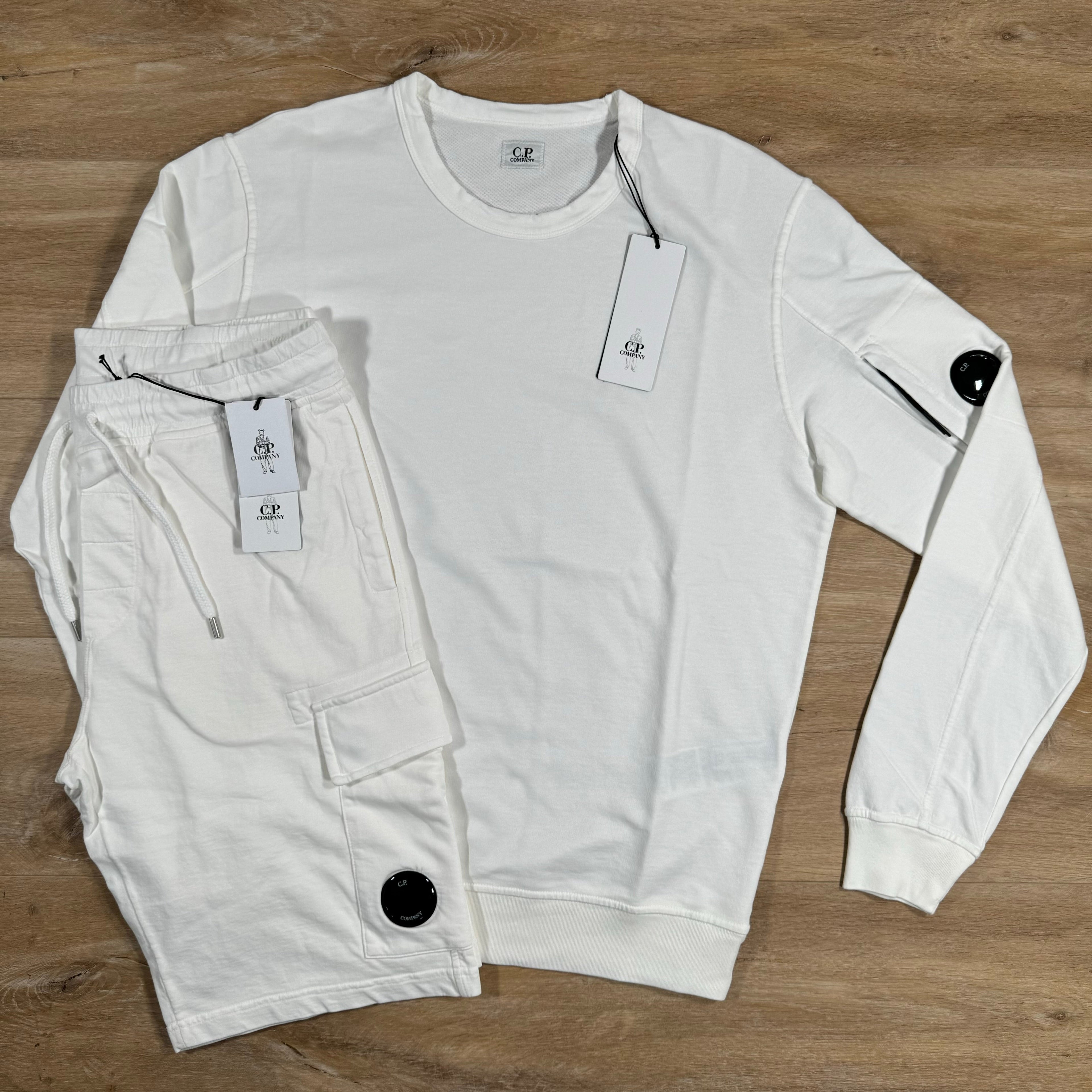 CP Company Light Fleece Lens Tracksuit in White -Usfansport