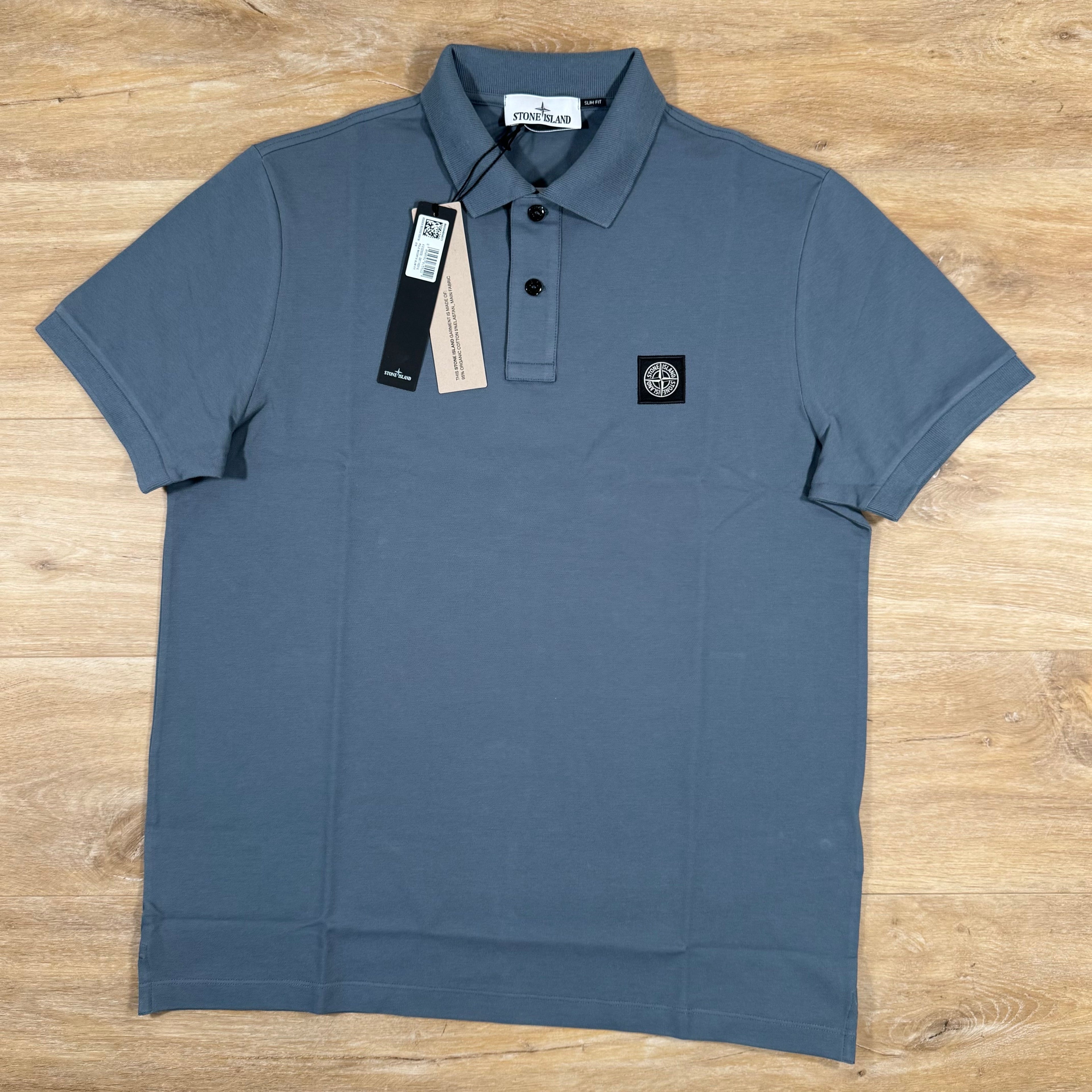 Stone Island Organic Cotton Pique Polo Shirt in Avio Blue -Usfansport