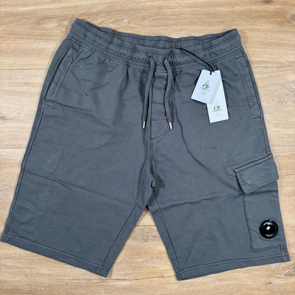 CP Company Light Fleece Cargo Lens Shorts in Smoked Pearl - Grey -Usfansport
