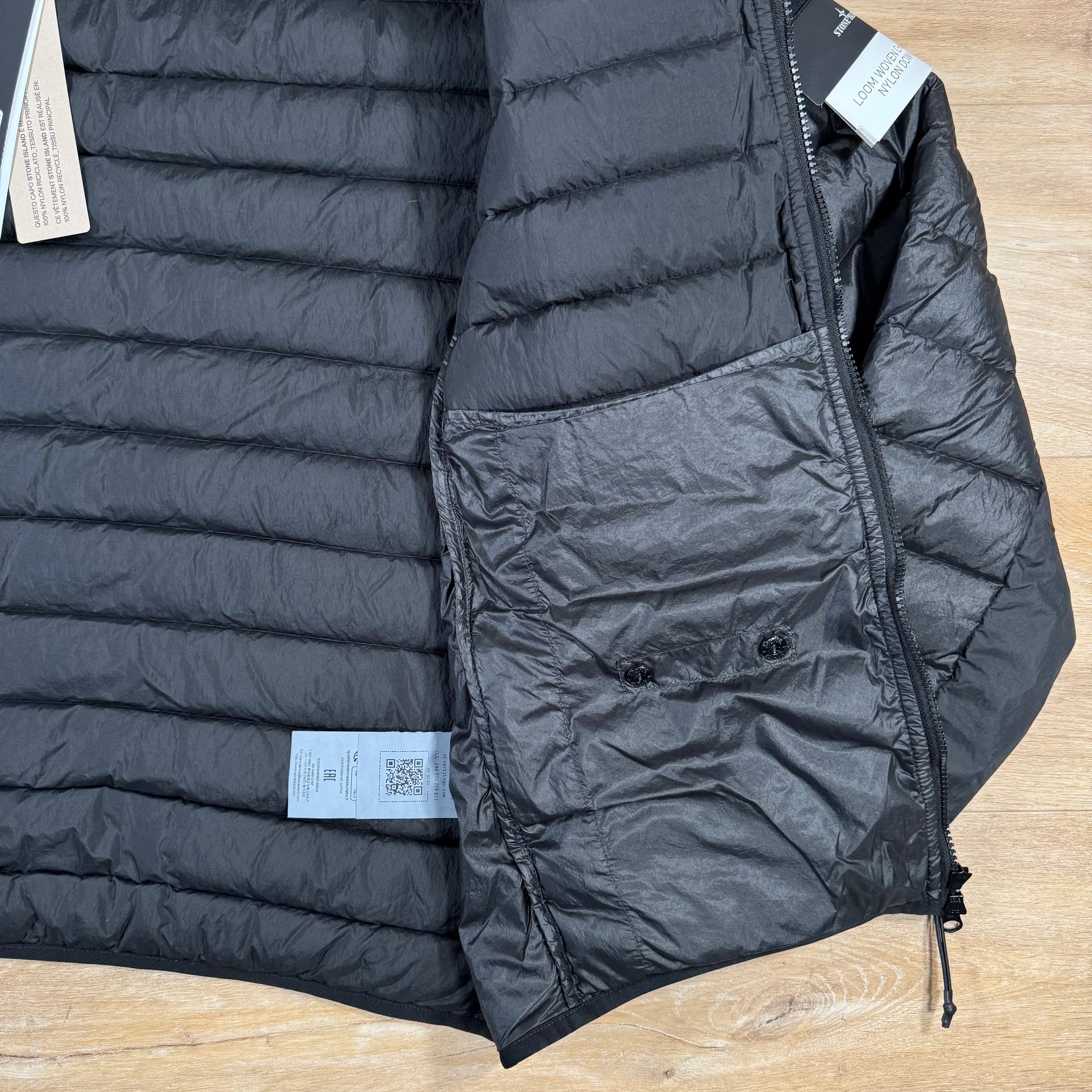 Stone Island Loom Woven Nylon Down-TC Jacket in Black -Usfansport