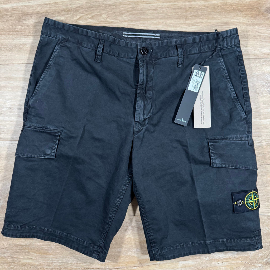 Stone Island Stretch Twill Cargo Shorts in Black -Usfansport