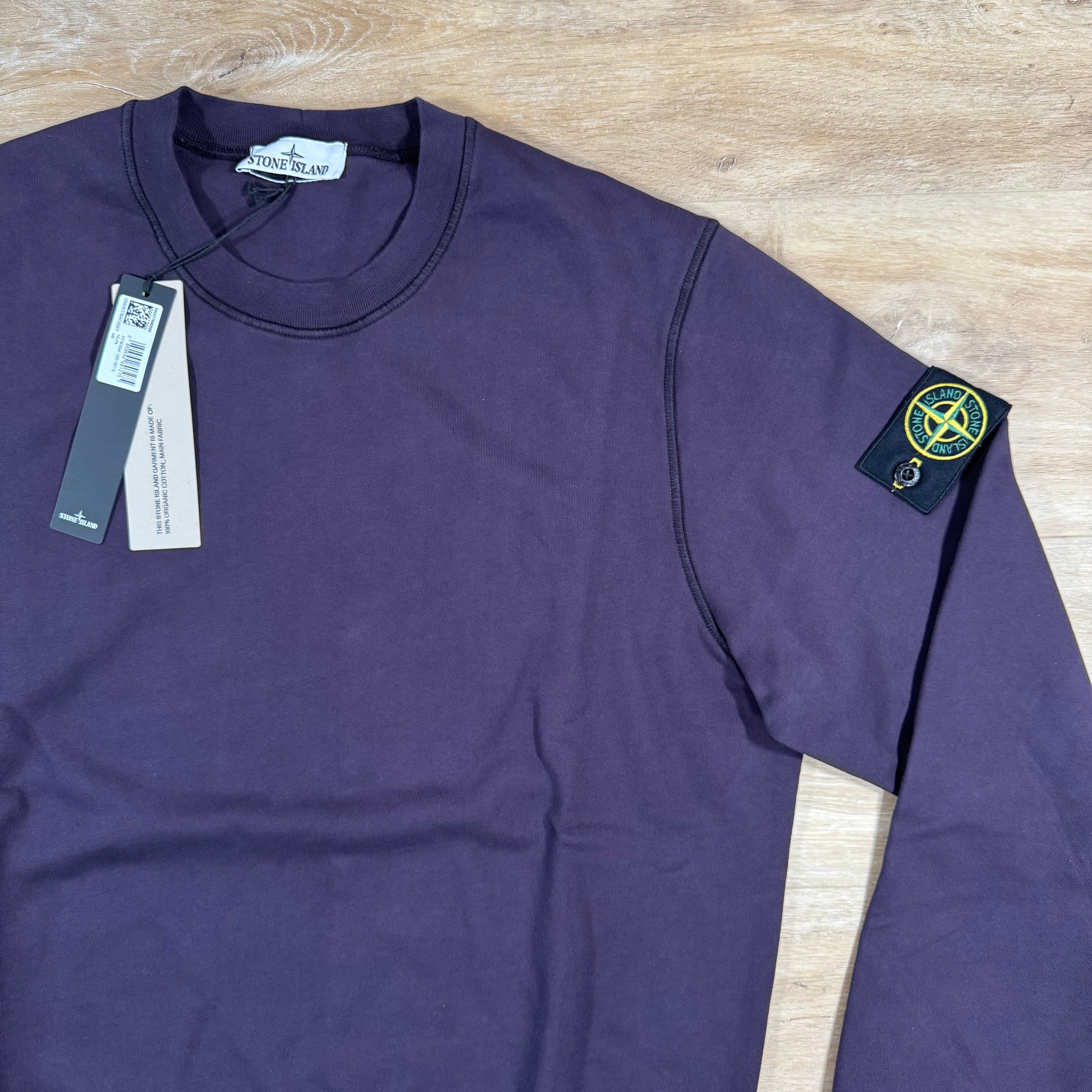 Stone Island Organic Cotton Fleece Sweatshirt in Dark Burgundy -Usfansport