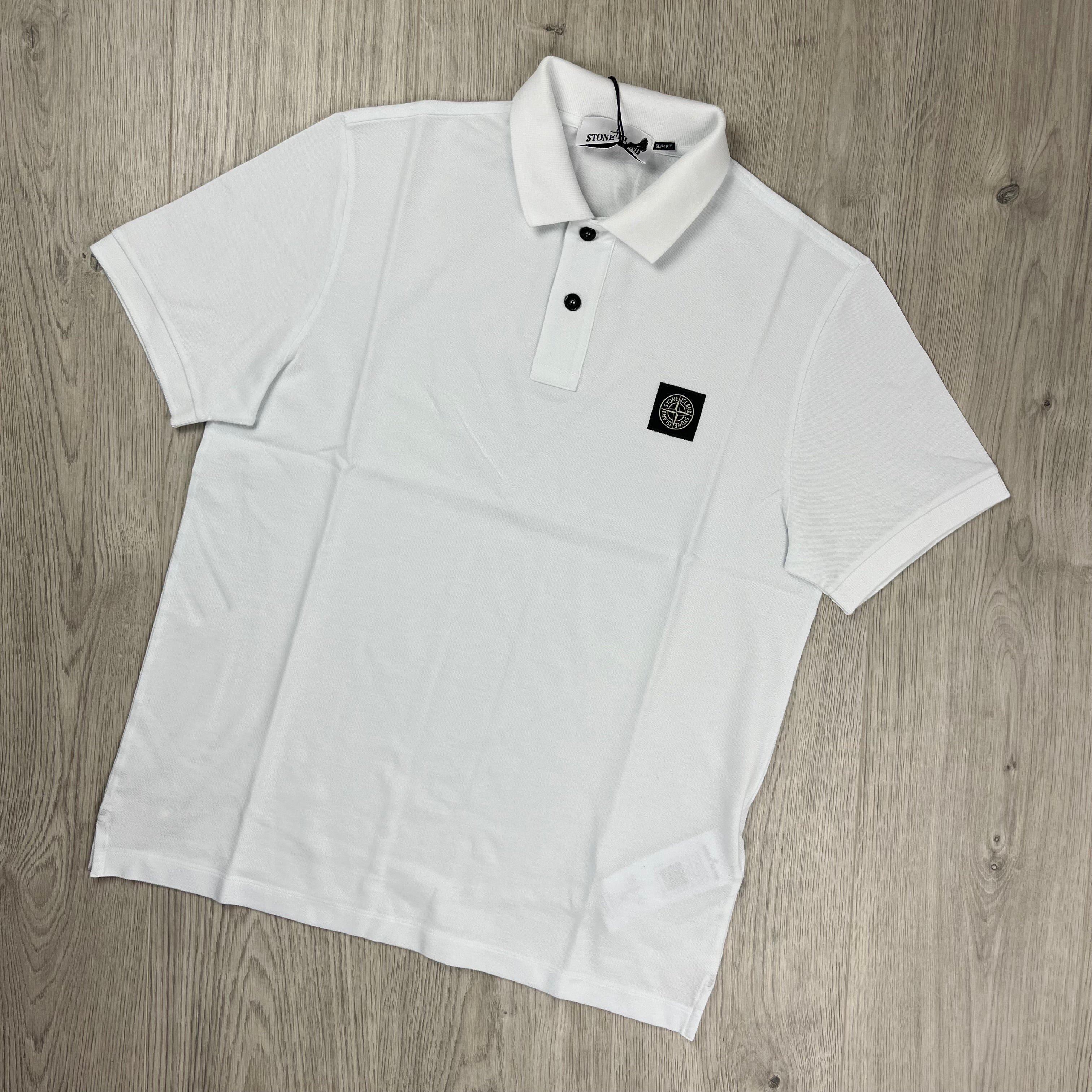 Stone Island Patch Polo Shirt - White -Usfansport