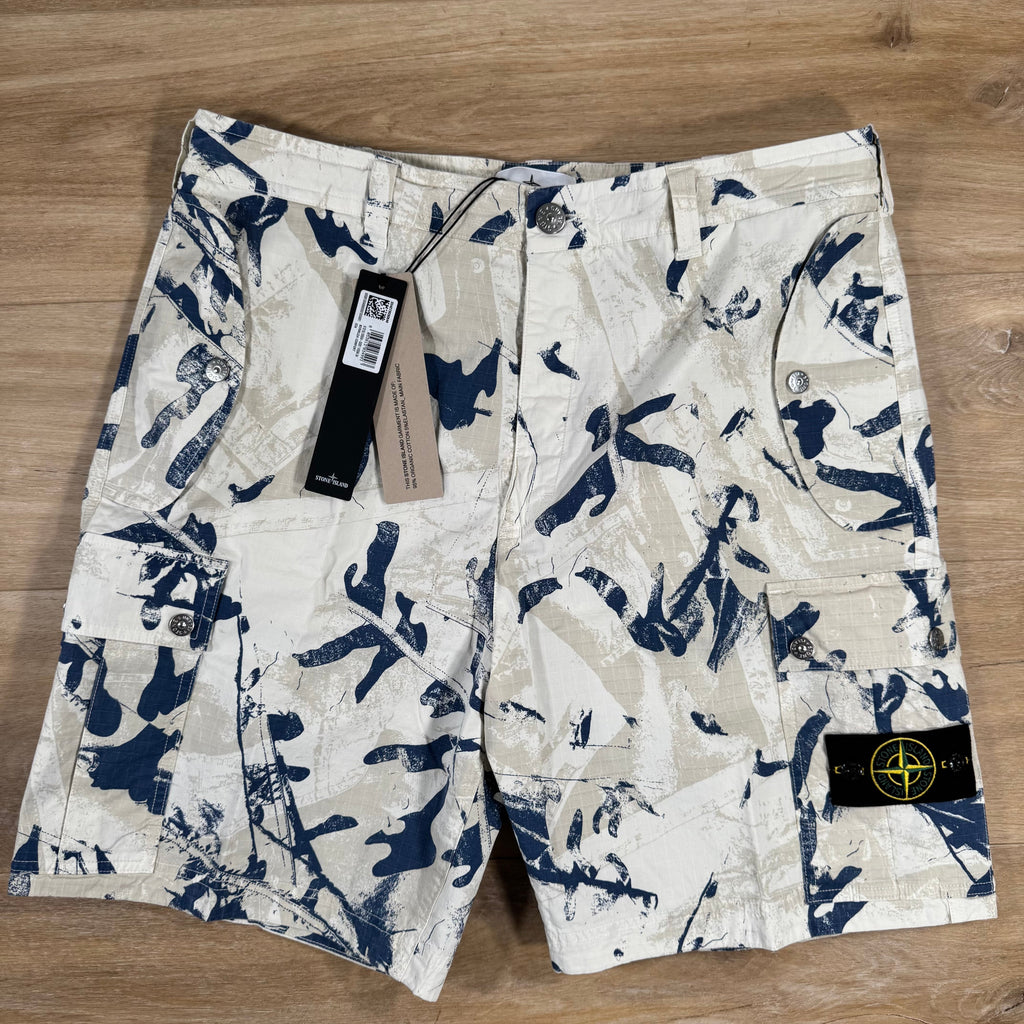 Stone Island Scan Camo On Stretch Ripstop-OVD Bermuda Shorts in Desert -Usfansport