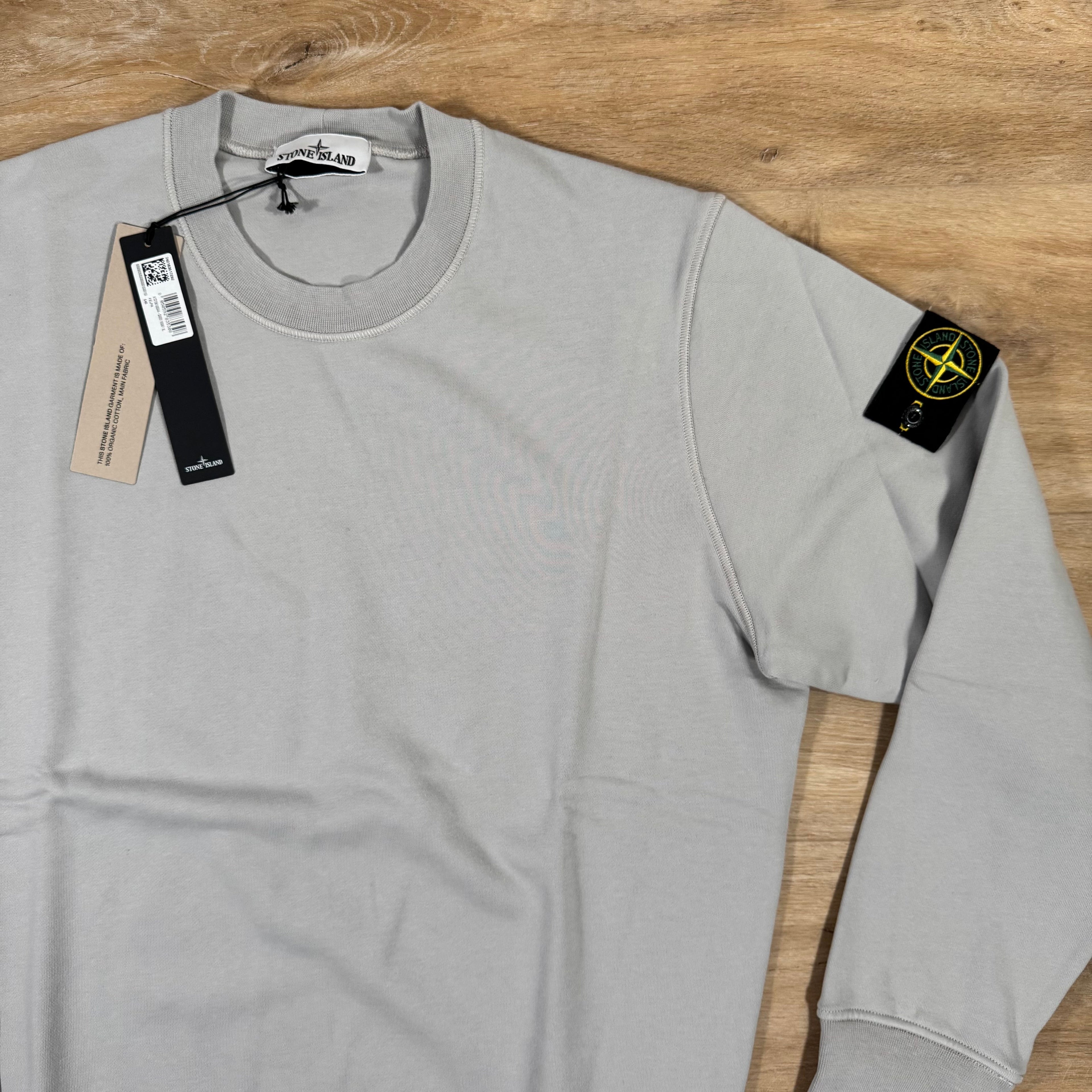 Stone Island Organic Cotton Fleece Sweatshirt in Pearl Grey -Usfansport