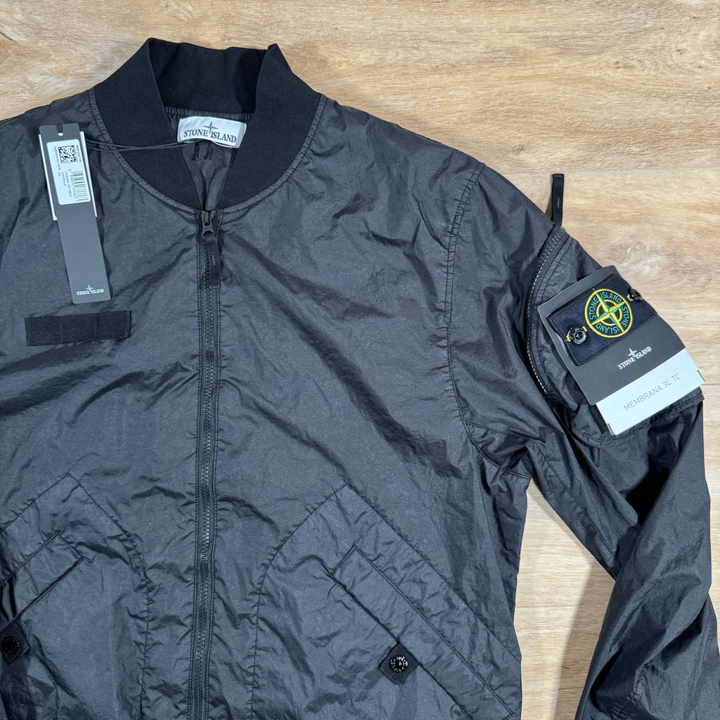 Stone Island Membrana 3L TC Bomber Jacket in Black -Usfansport